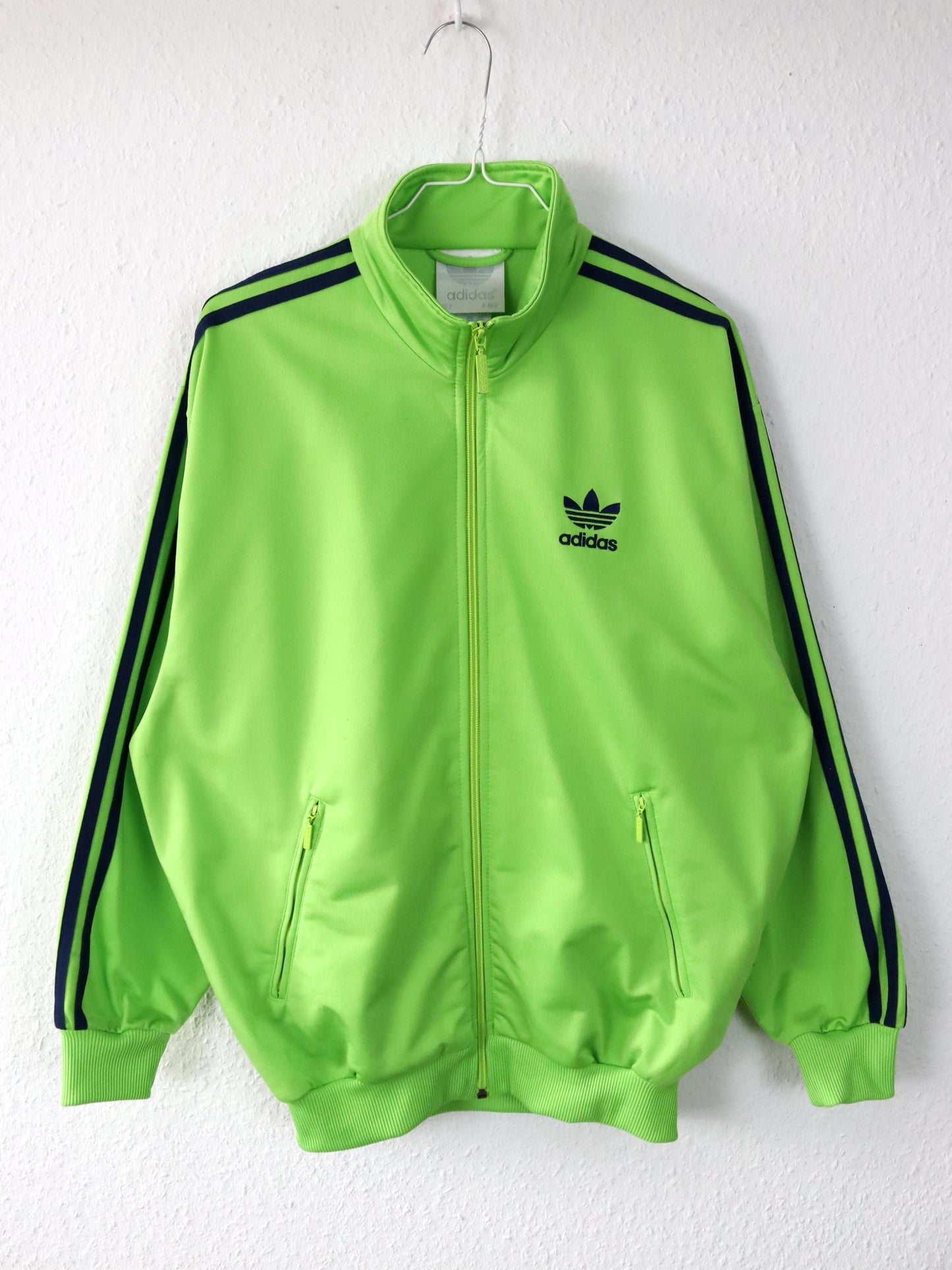 Vintage 80s 90s ADIDAS Firebird tracksuit jacket stand-up collar green D3 S