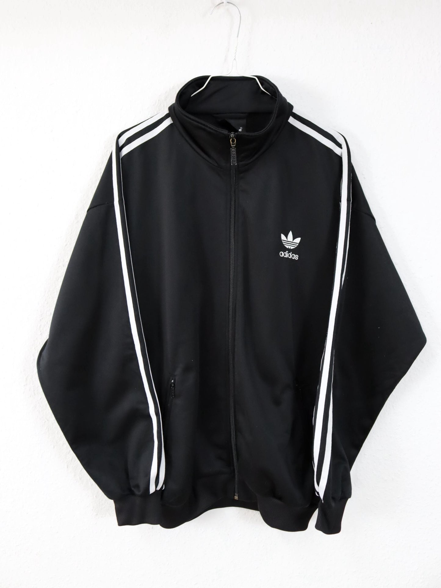 Vintage 80s 90s ADIDAS Firebird tracksuit jacket black white D6 M