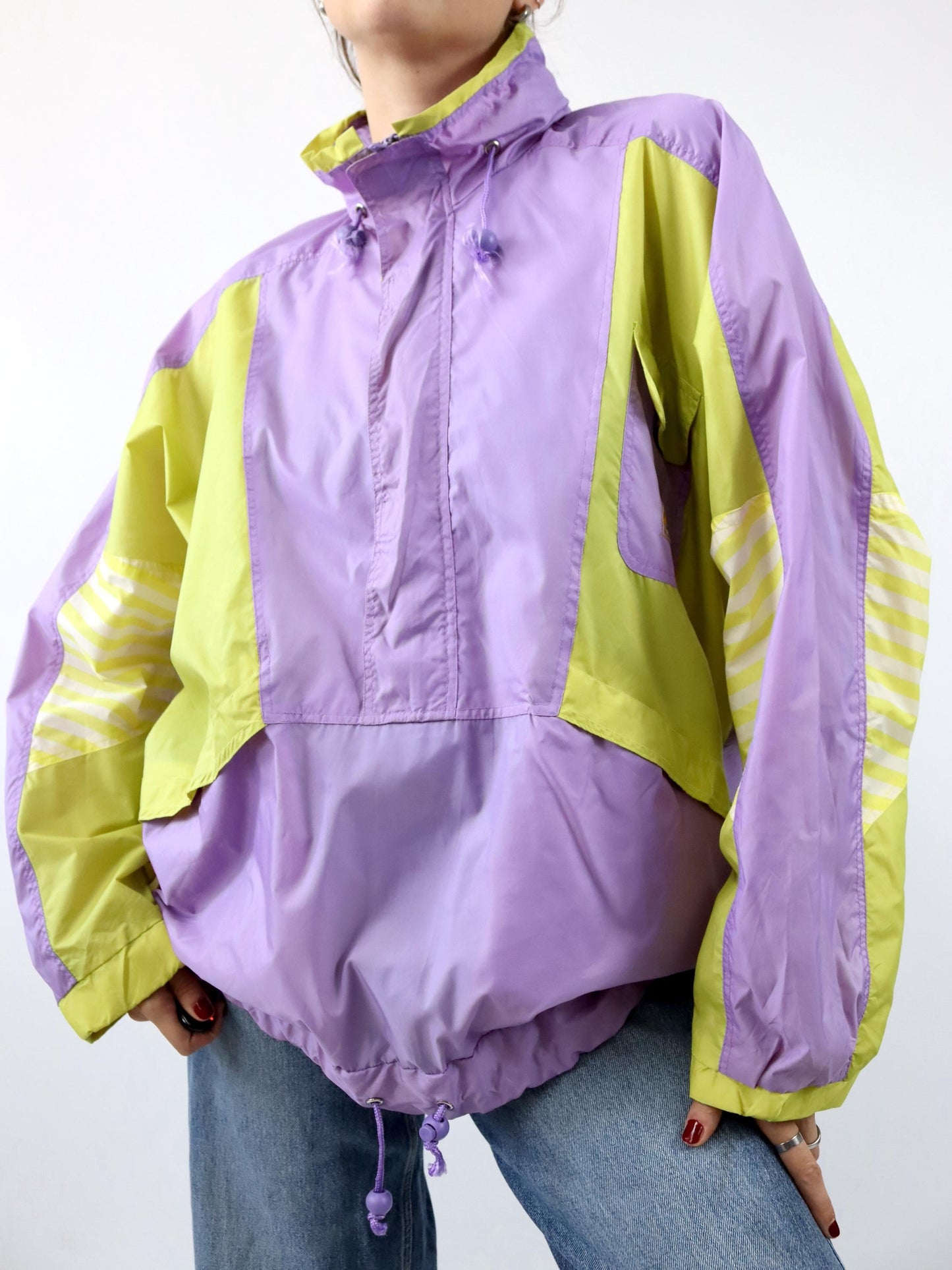 Vintage 80s 90s CAMPANGOLO rain jacket windbreaker lilac yellow L