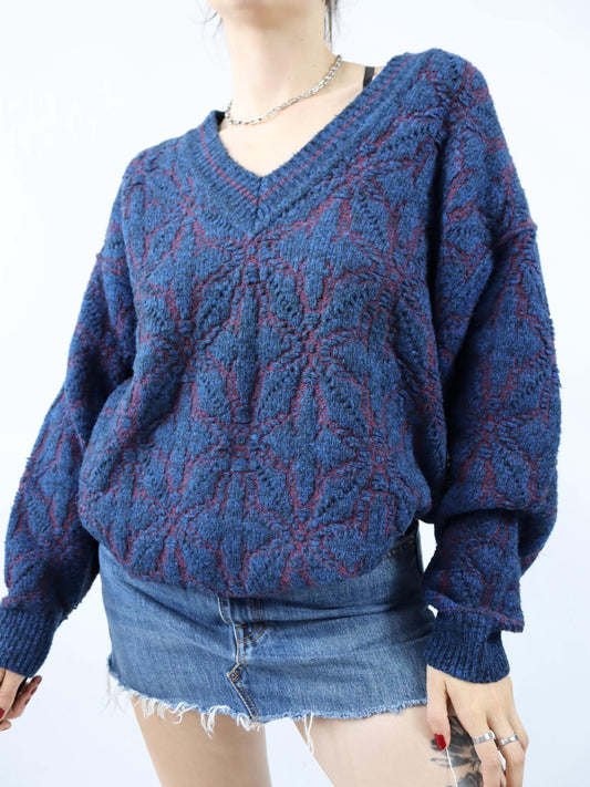 Vintage 80er 90er RUBY Wollpullover Pullover wolle V-Ausschnitt L