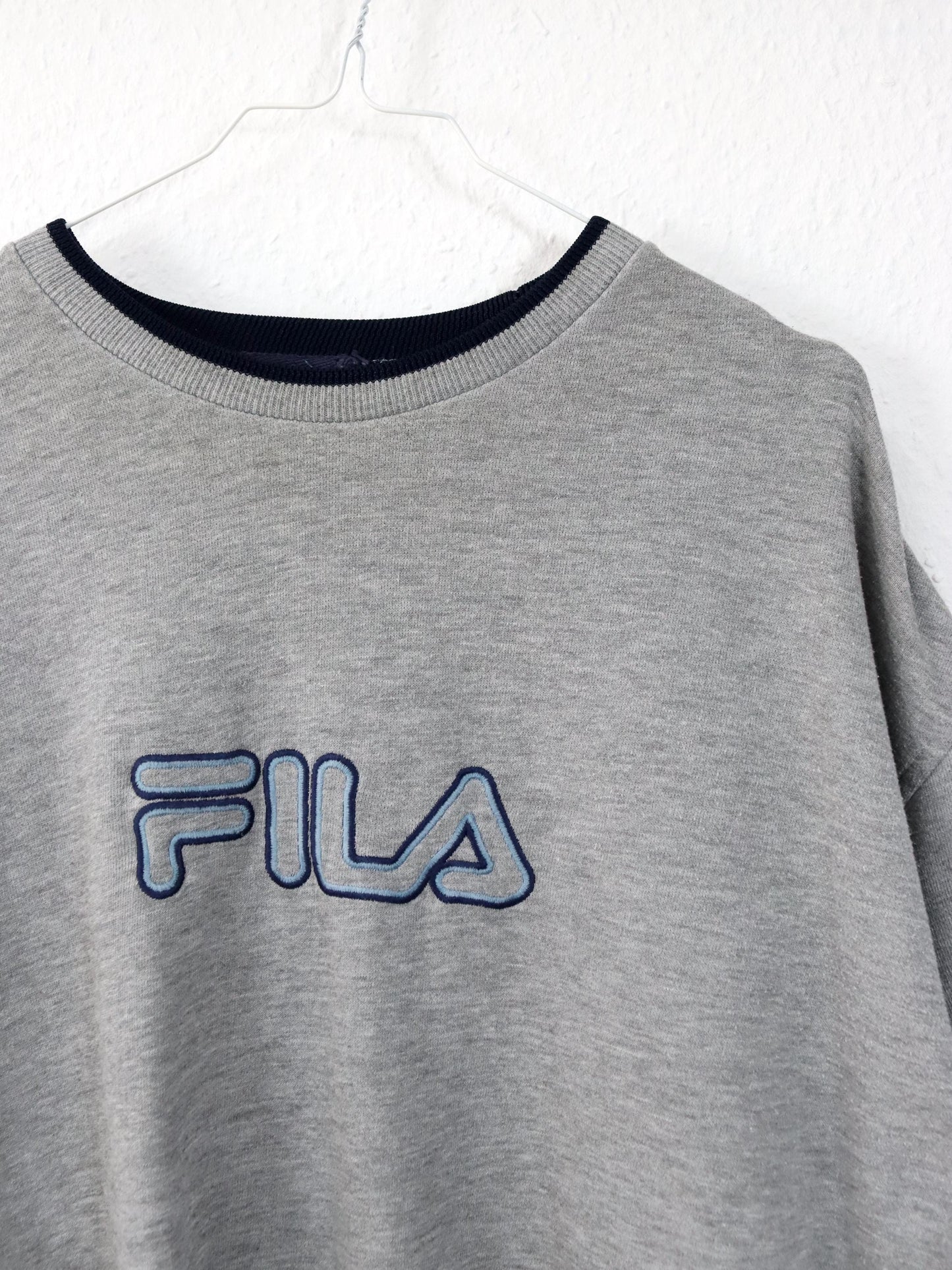 Vintage 80s 90s FILA sweatshirt shirt short sleeve grey L