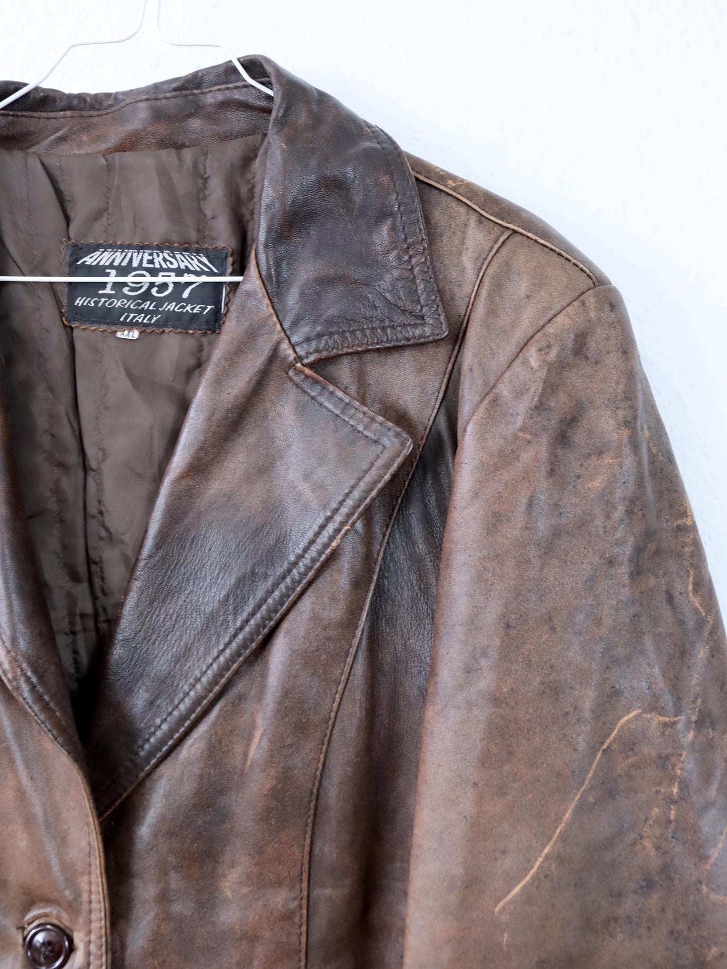 Vintage 80er 90er ANNIVERSARY Lederjacke Blazer braun Knopfleiste XXL