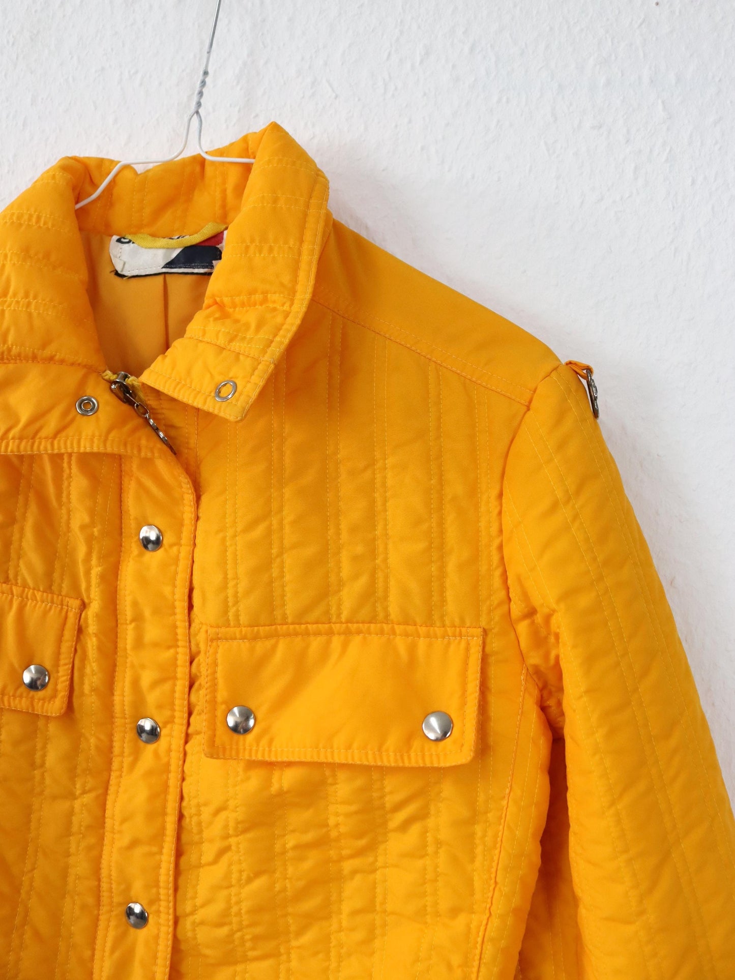 Vintage 80er 90er BRAUN Steppjacke Sport Jacke orange gesteppt dünn S