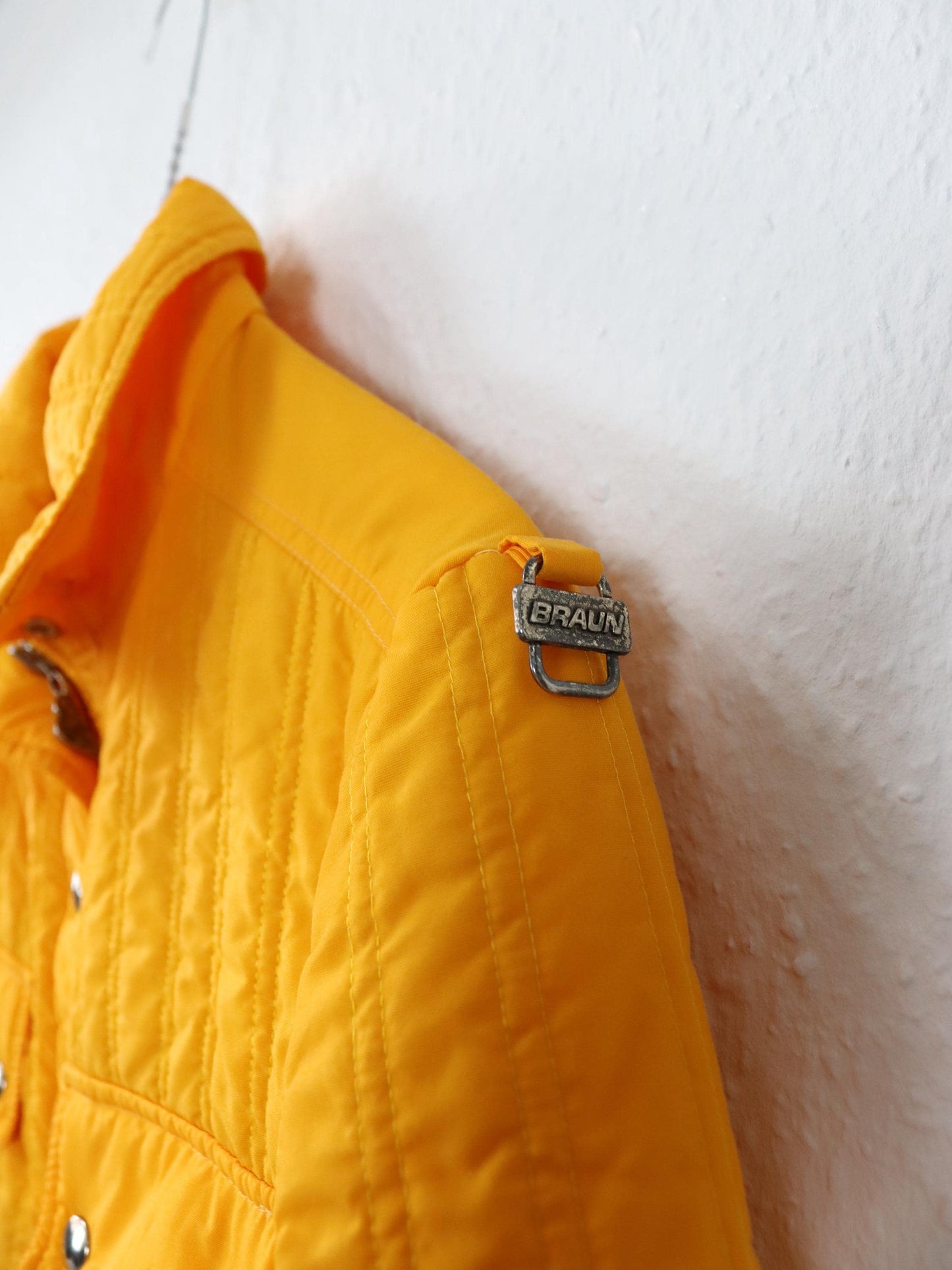 Vintage 80er 90er BRAUN Steppjacke Sport Jacke orange gesteppt dünn S