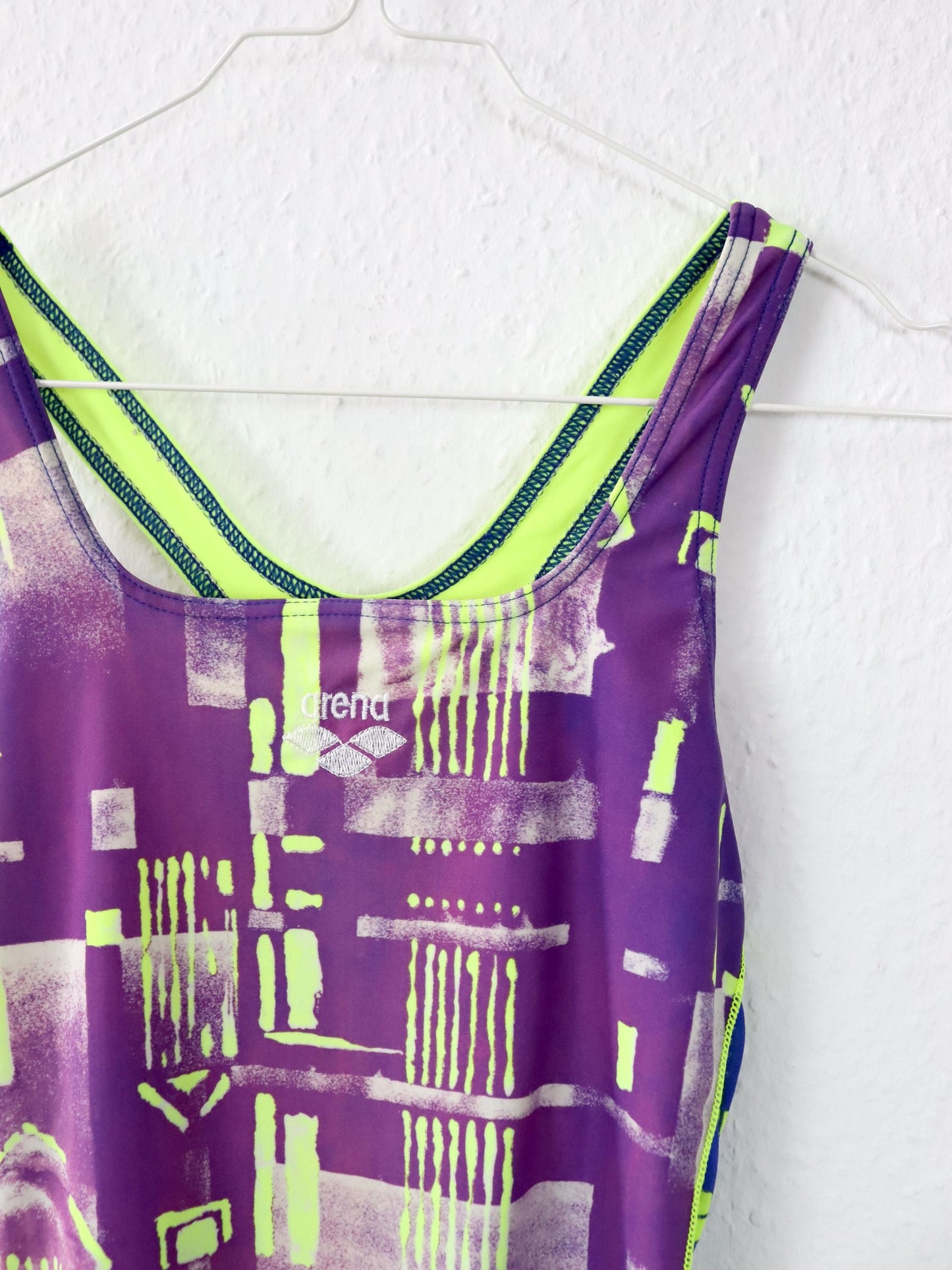 Vintage 80s 90s ARENA bodysuit swimsuit crazy pattern colorful 38
