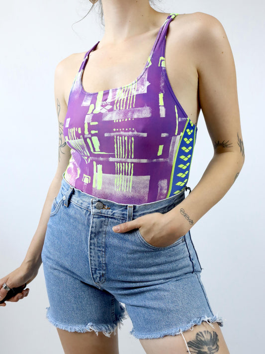 Vintage 80er 90er ARENA Body Badeanzug crazy pattern bunt 38