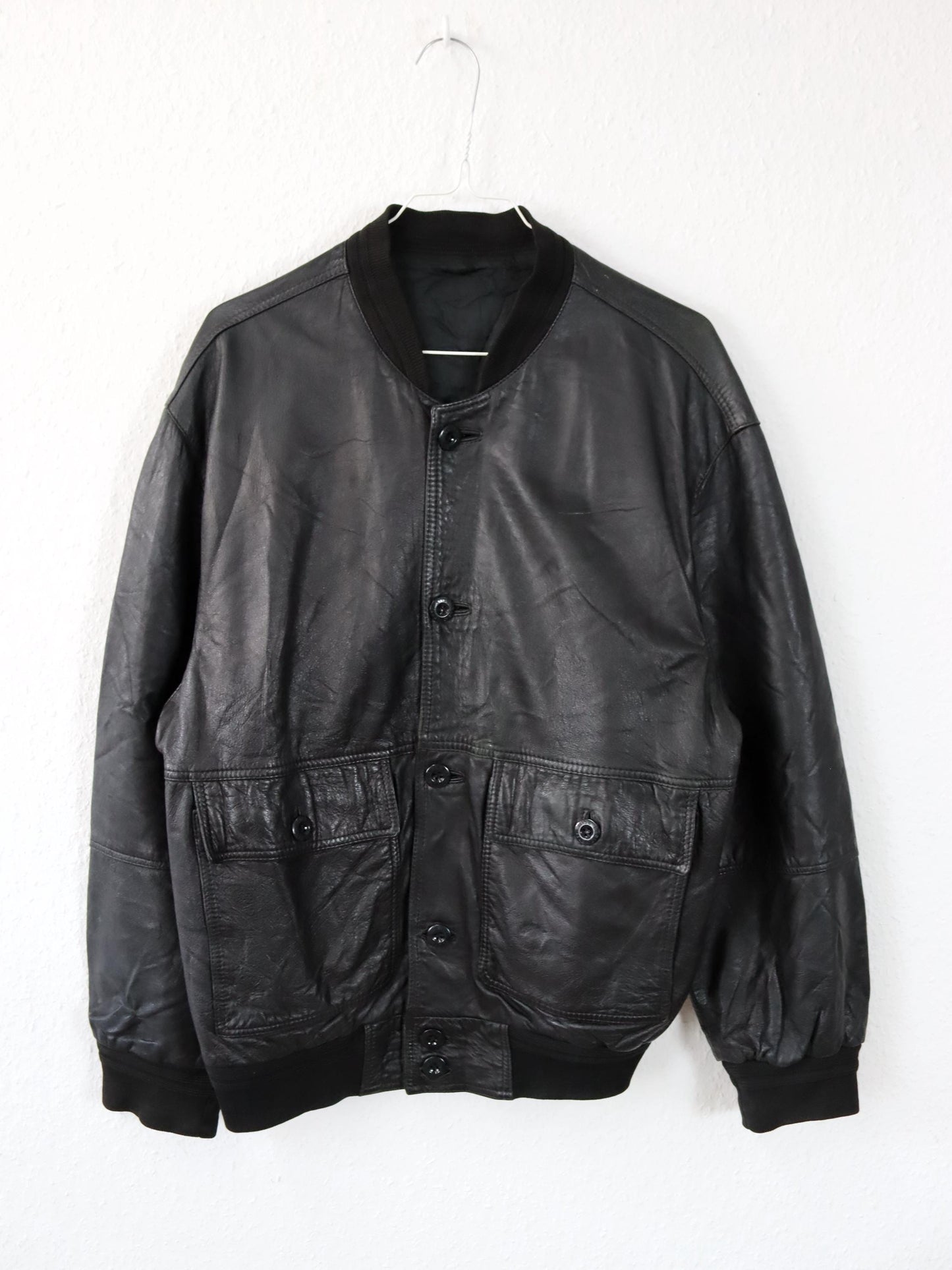 Vintage 80s 90s VERA PELLE leather jacket blouson bomber jacket black L