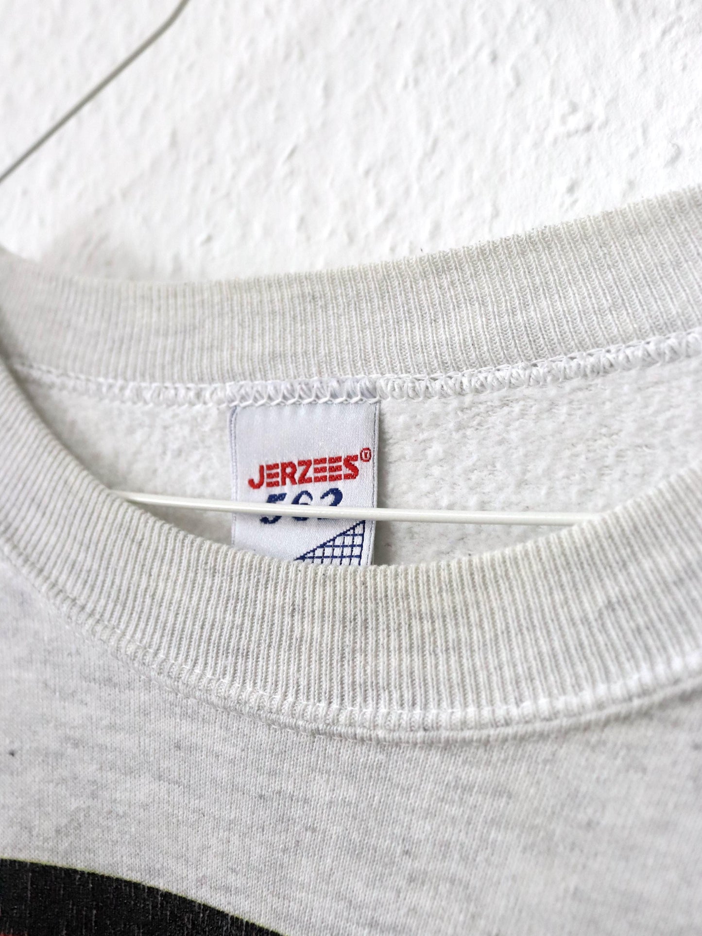 Vintage 80er 90er JERZEES 562 Rare Sweatshirt Pullover grau S.O.S. Band Merch M