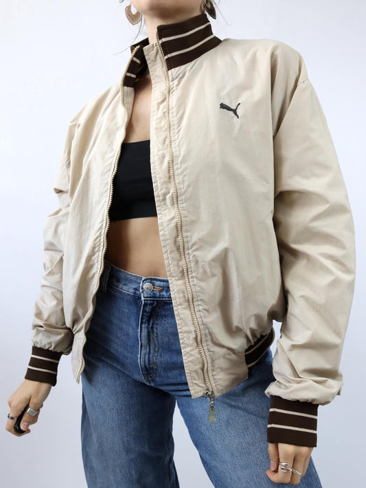 Vintage 80s 90s PUMA Blouson Jacket beige brown Made in Italy XL