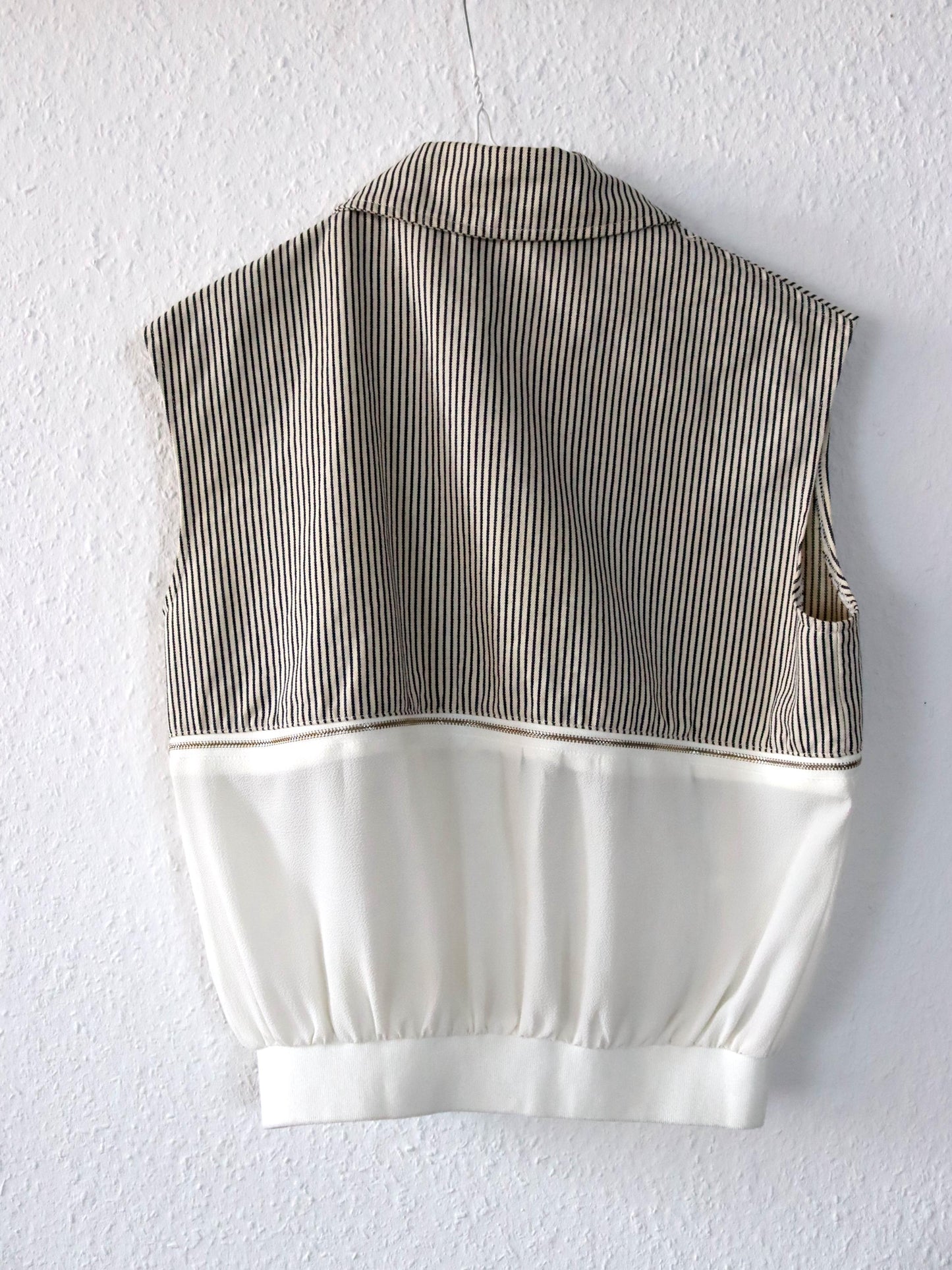 Vintage 80s 90s H&F FASHION vest striped black white S