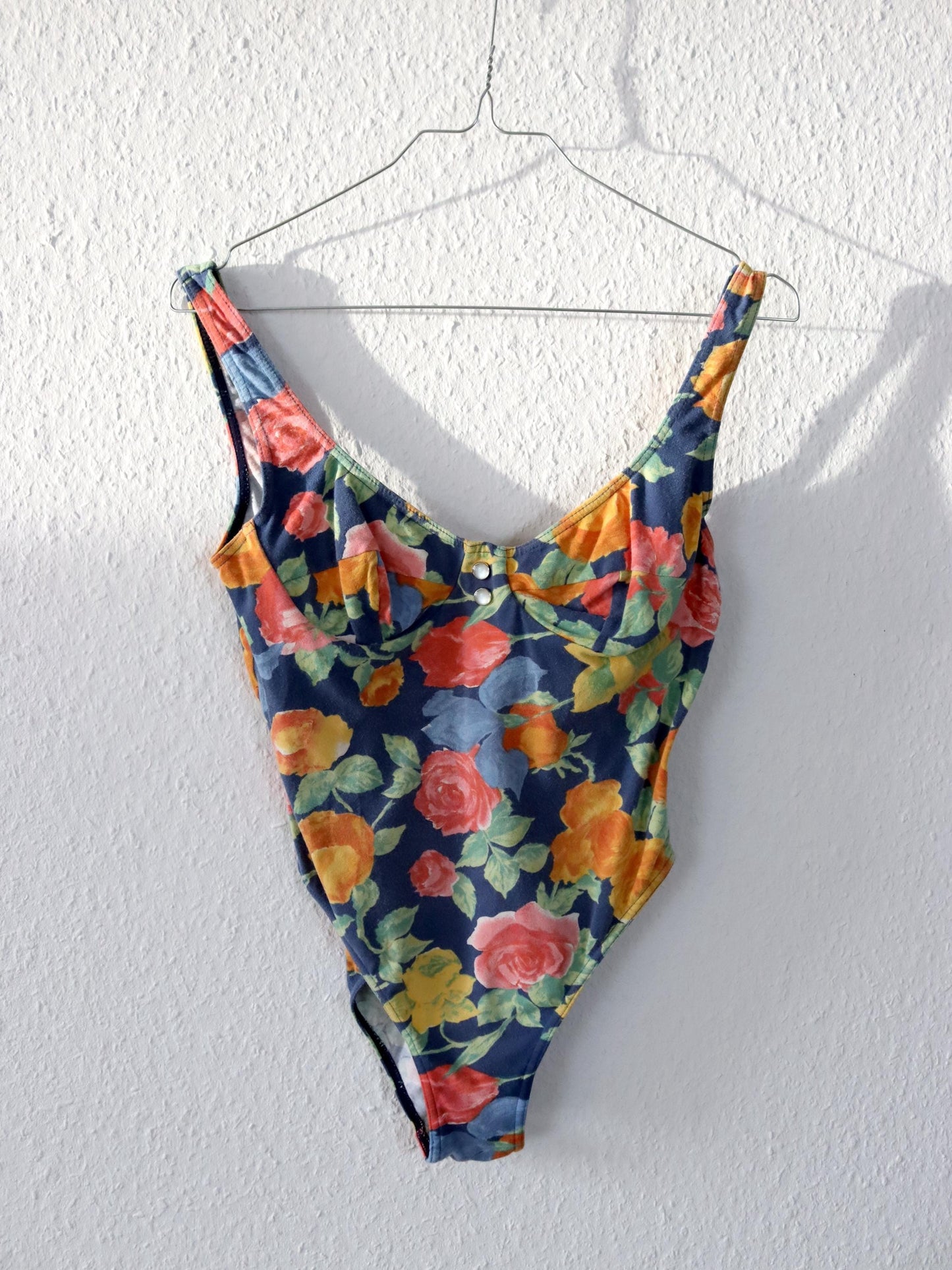 Vintage 80er 90er CALZEDONIA Body Einteiler Blumenmuster Bustier 38