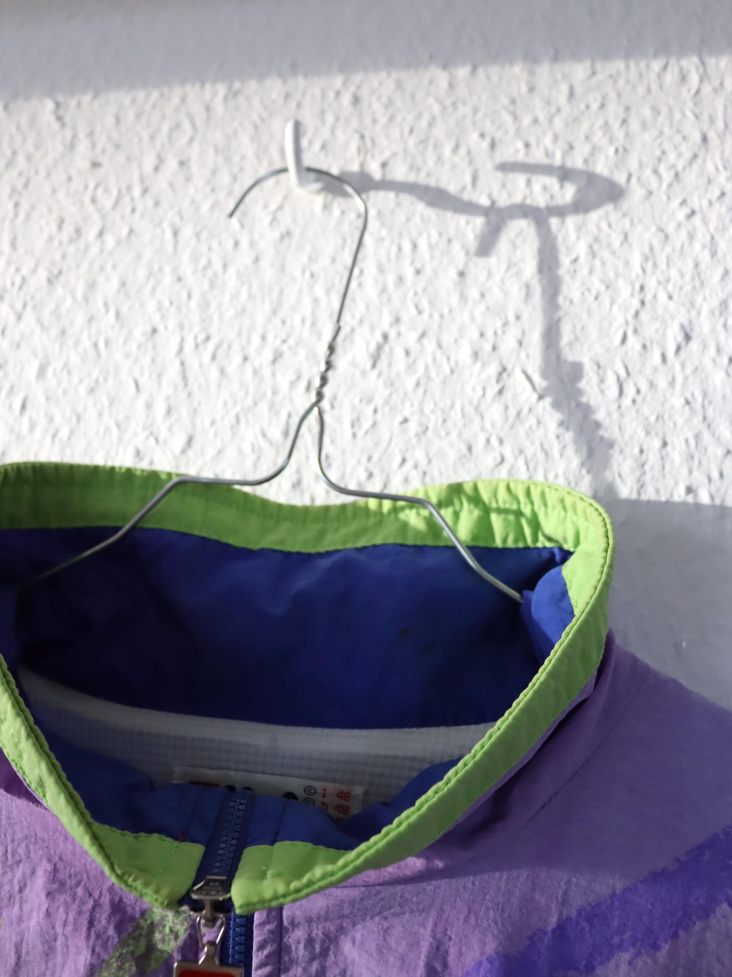 Vintage 80s 90s FILA tracksuit jacket stand-up collar crazy pattern colorful blue lilac 48 M