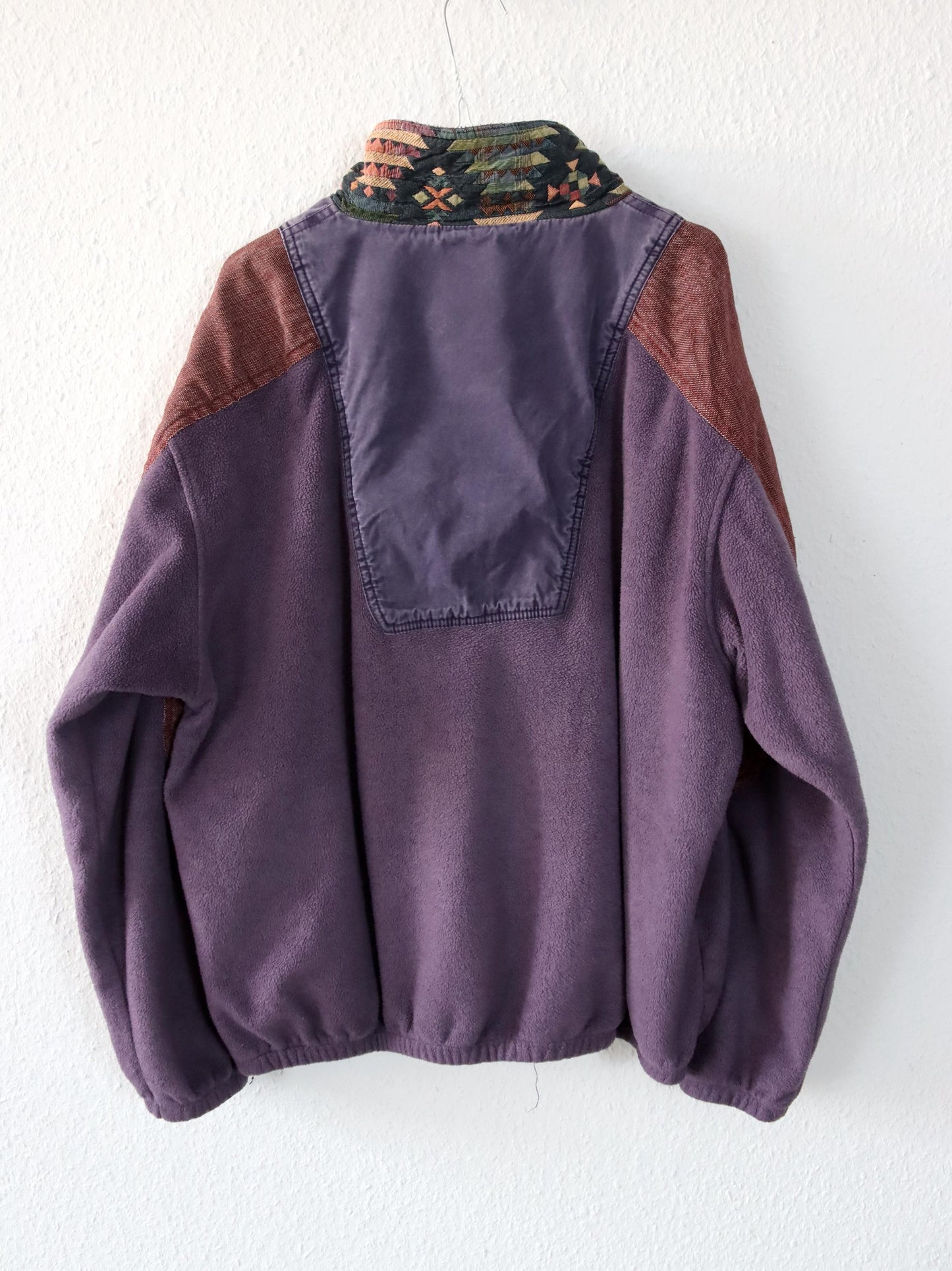 Vintage 80er 90er SALEWA Fleecepullover Stehkragen lila Muster XL