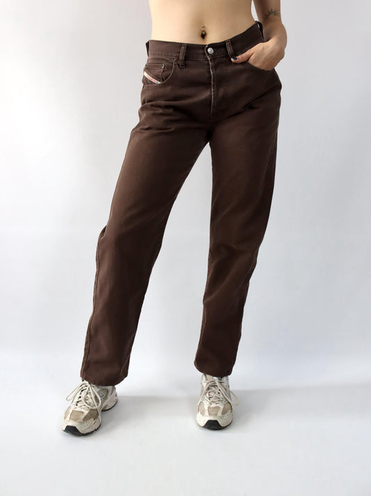 Vintage 80er 90er DIESEL INDUSTRY Hose braun gerades Bein W34