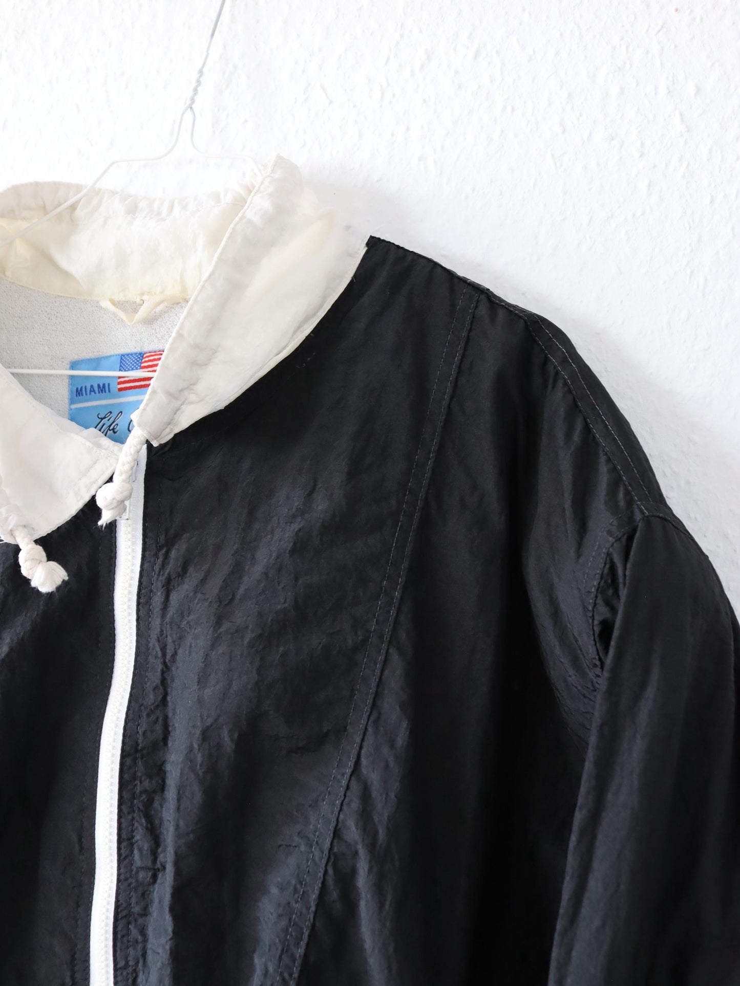 Vintage 80s 90s GLOBETROTTER jacket black white inside terry cloth shoulder pads XL