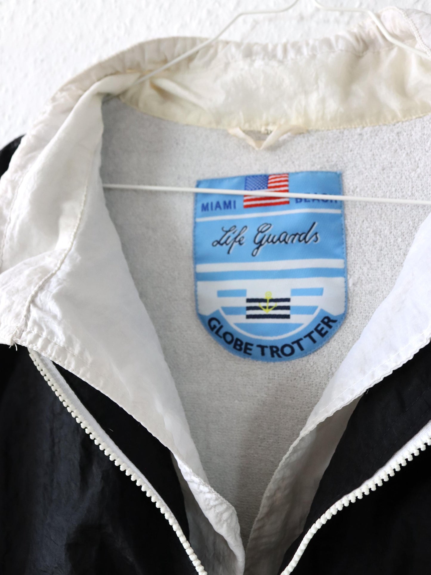 Vintage 80s 90s GLOBETROTTER jacket black white inside terry cloth shoulder pads XL