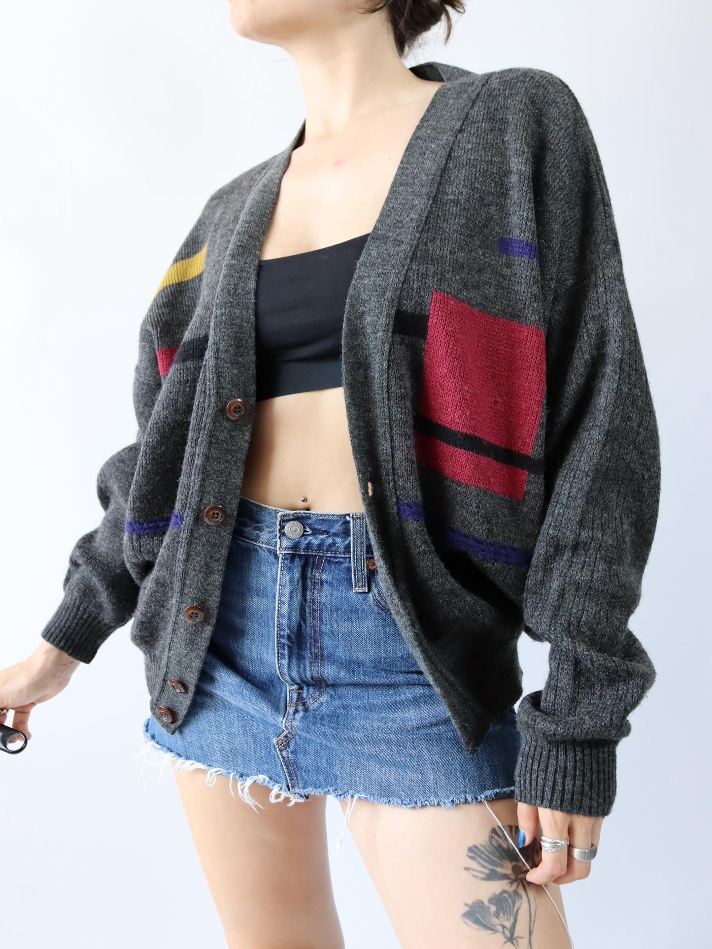 Vintage 80er 90er Wollcardigan Cardigan Strickjacke Wolle 46 S