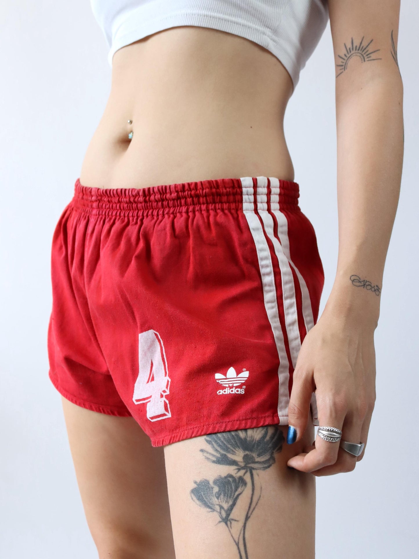 Vintage 80s 90s ADIDAS running shorts red white M