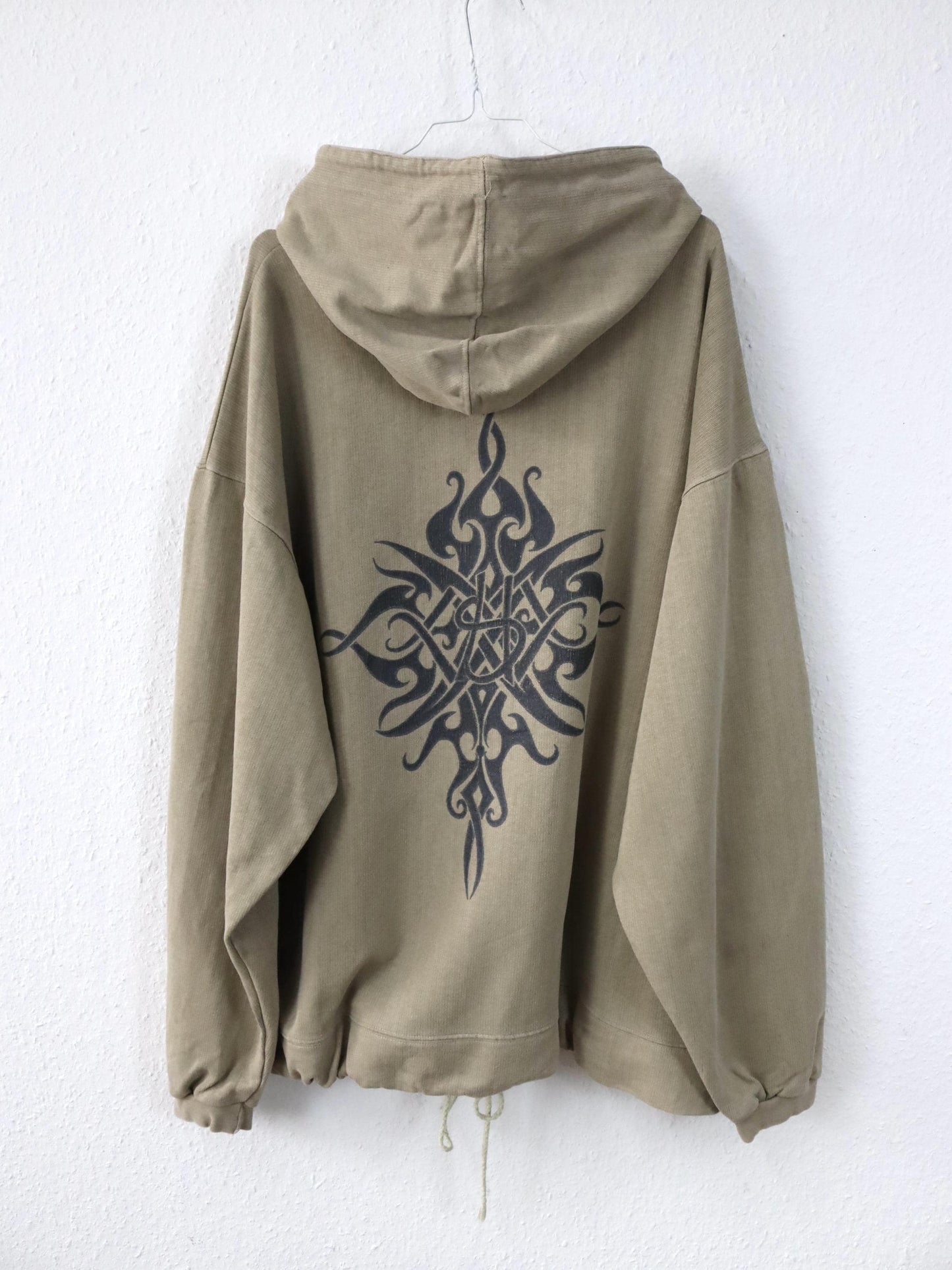 Vintage 80s 90s SKY&HI hoodie sweater beige print tribal XL