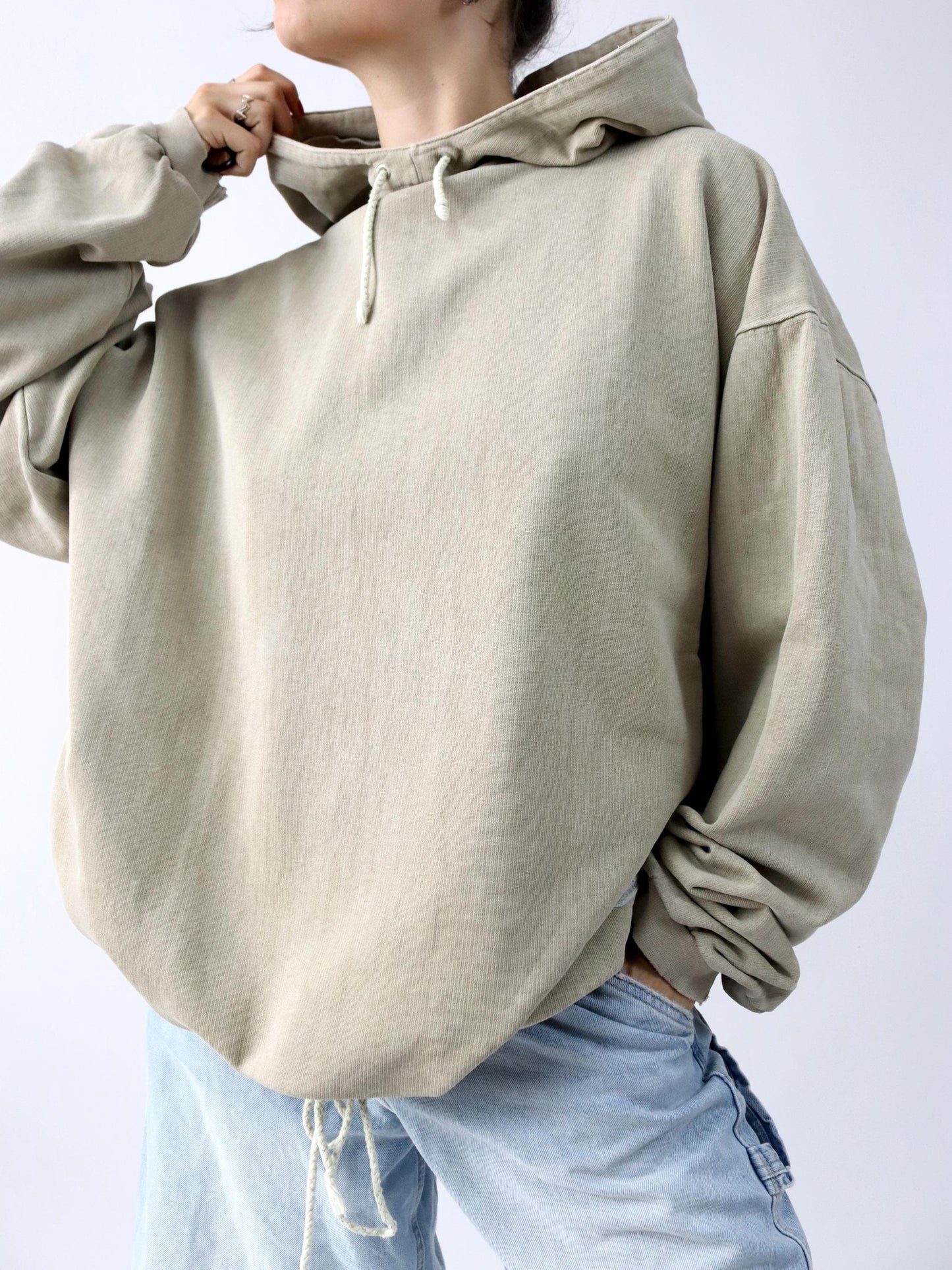 Vintage 80s 90s SKY&HI hoodie sweater beige print tribal XL