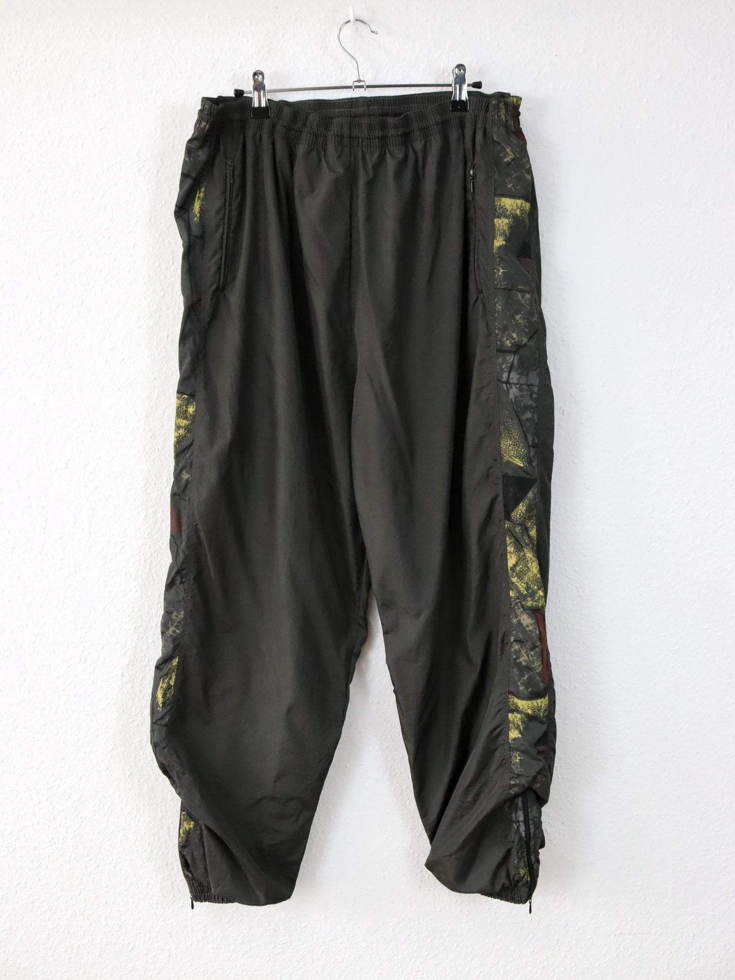 Vintage 80s 90s jogging pants tracksuit pants double layer crazy pattern baggy XL