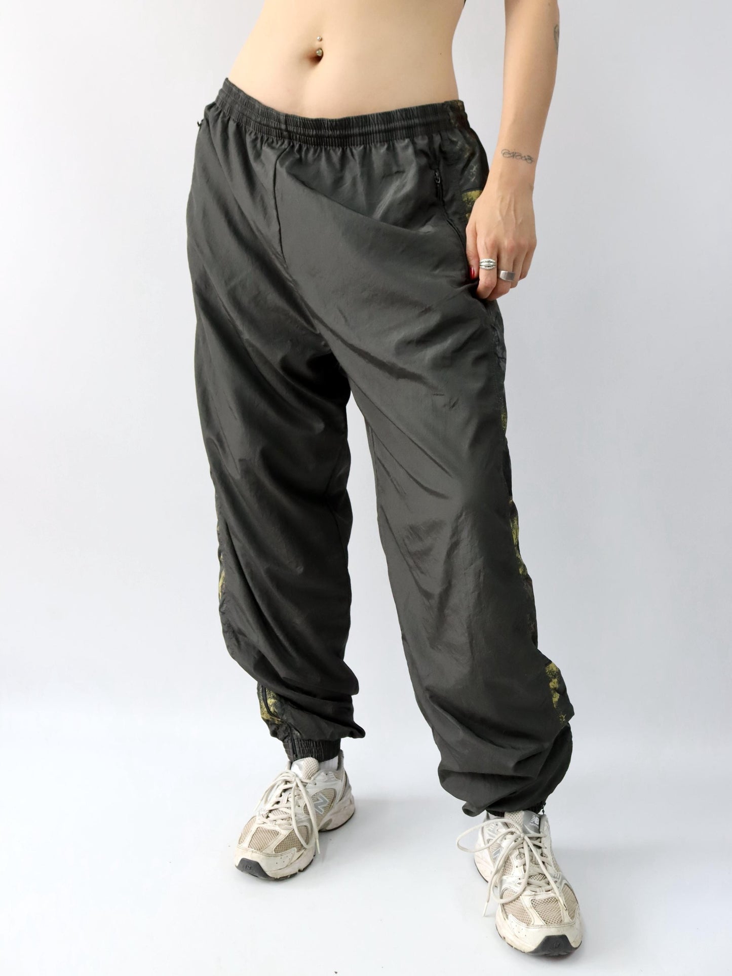 Vintage 80s 90s jogging pants tracksuit pants double layer crazy pattern baggy XL