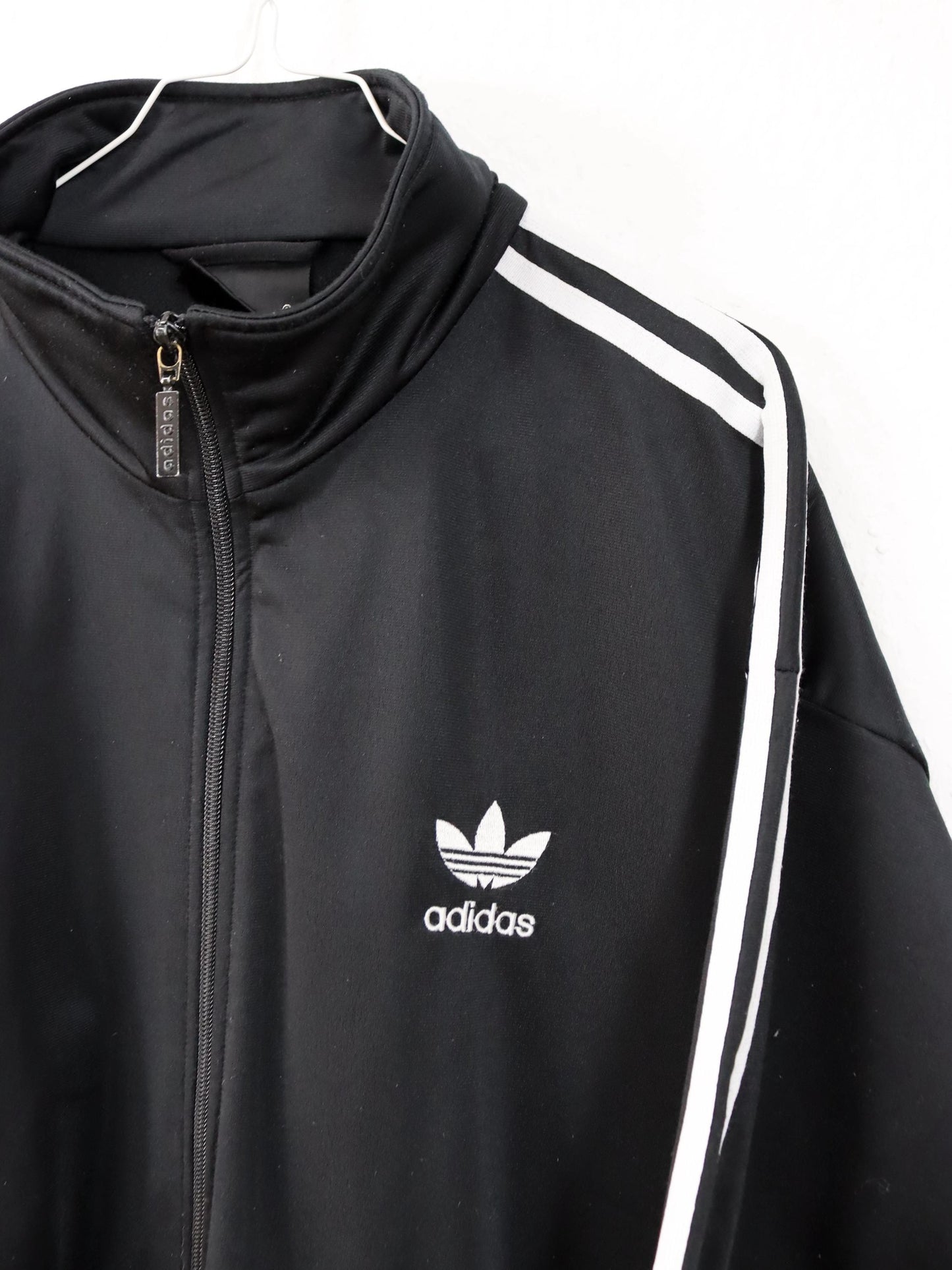 Vintage 80s 90s ADIDAS Firebird tracksuit jacket black white D6 M