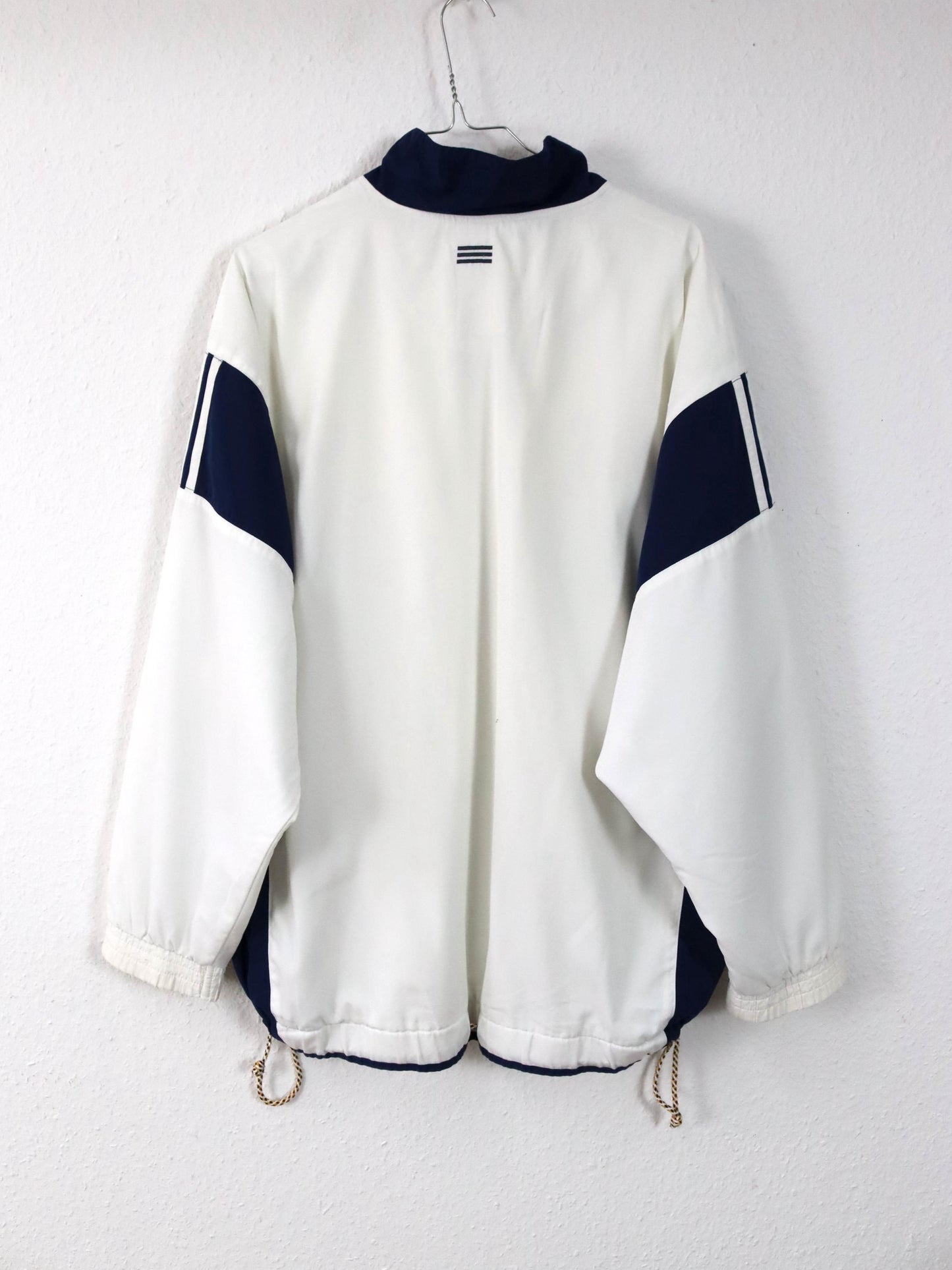 Vintage 80s 90s ADIDAS tracksuit jacket stand-up collar white blue yellow 44