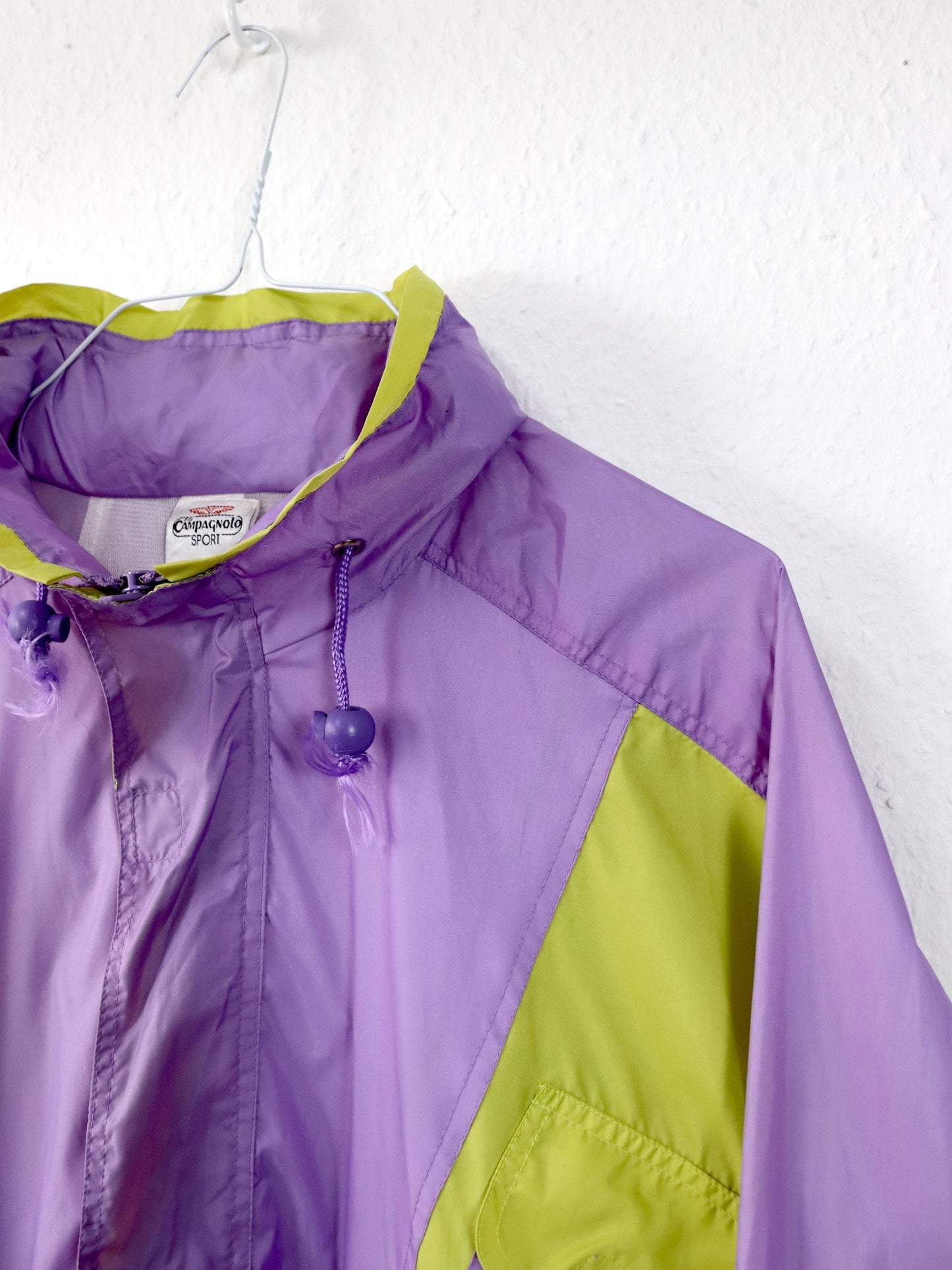 Vintage 80s 90s CAMPANGOLO rain jacket windbreaker lilac yellow L