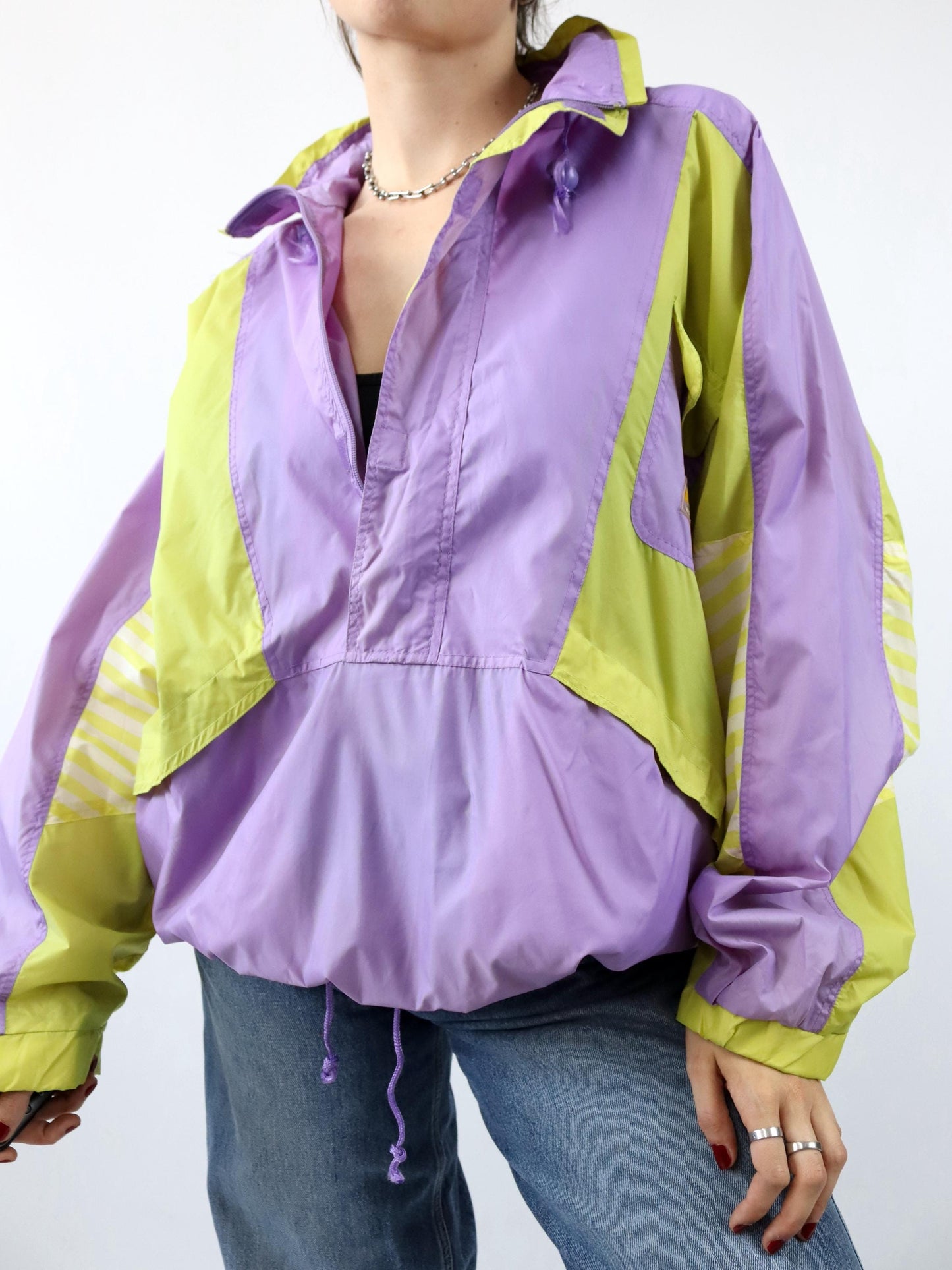 Vintage 80s 90s CAMPANGOLO rain jacket windbreaker lilac yellow L