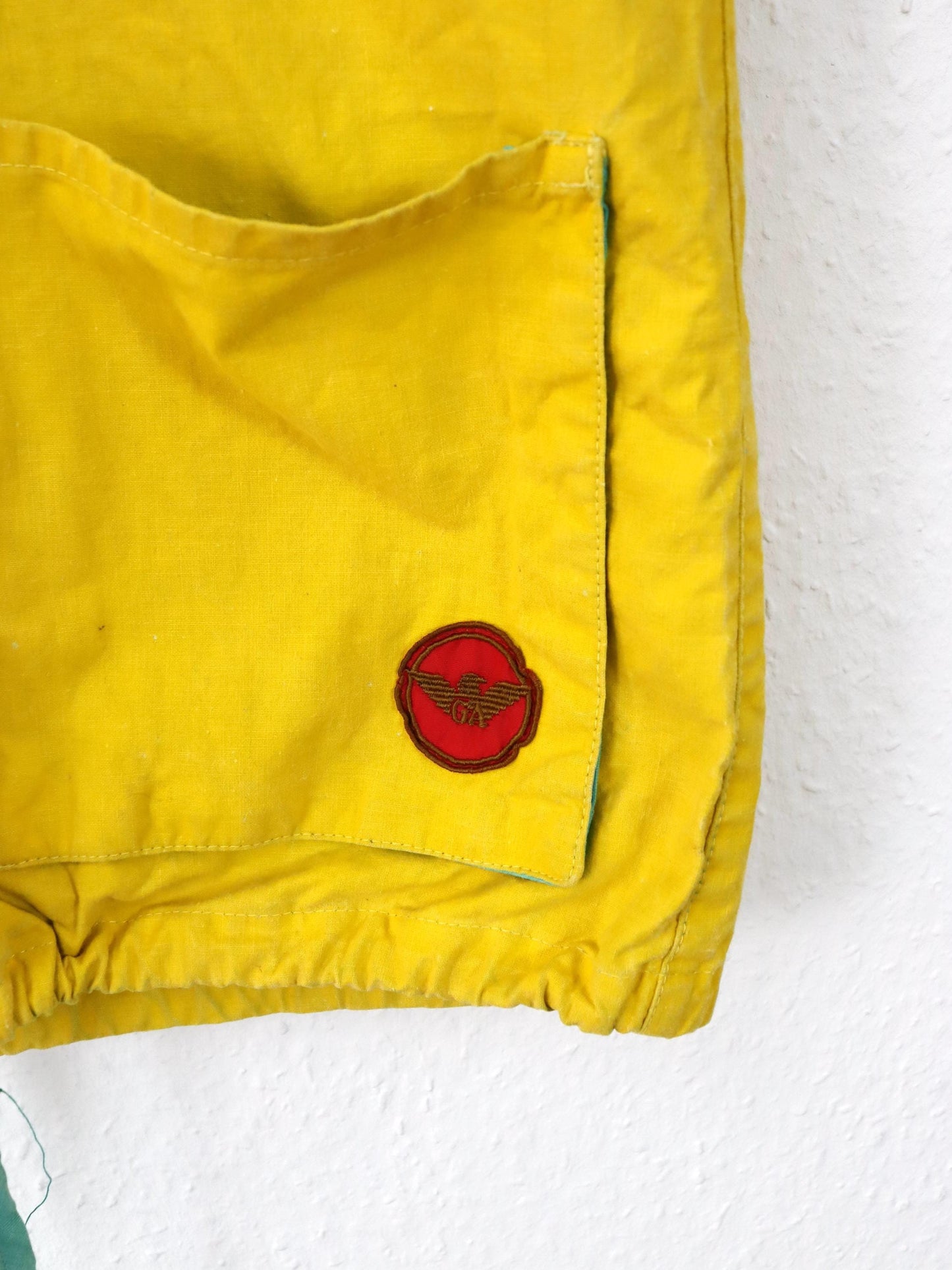 Vintage 80s 90s GIORGIO ARMANI vest yellow turquoise zipper Made in Italy 36