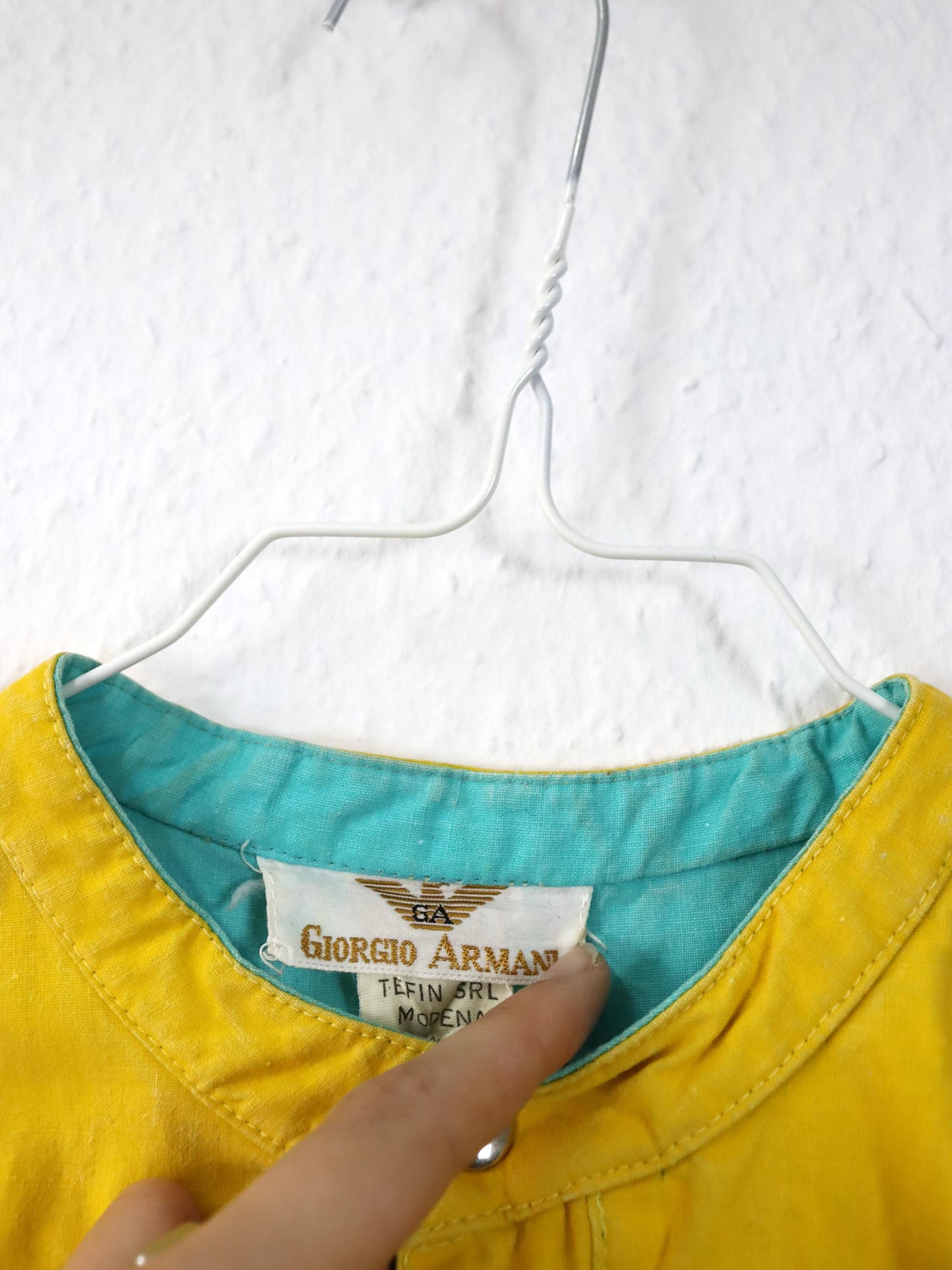 Vintage 80s 90s GIORGIO ARMANI vest yellow turquoise zipper Made in Italy 36