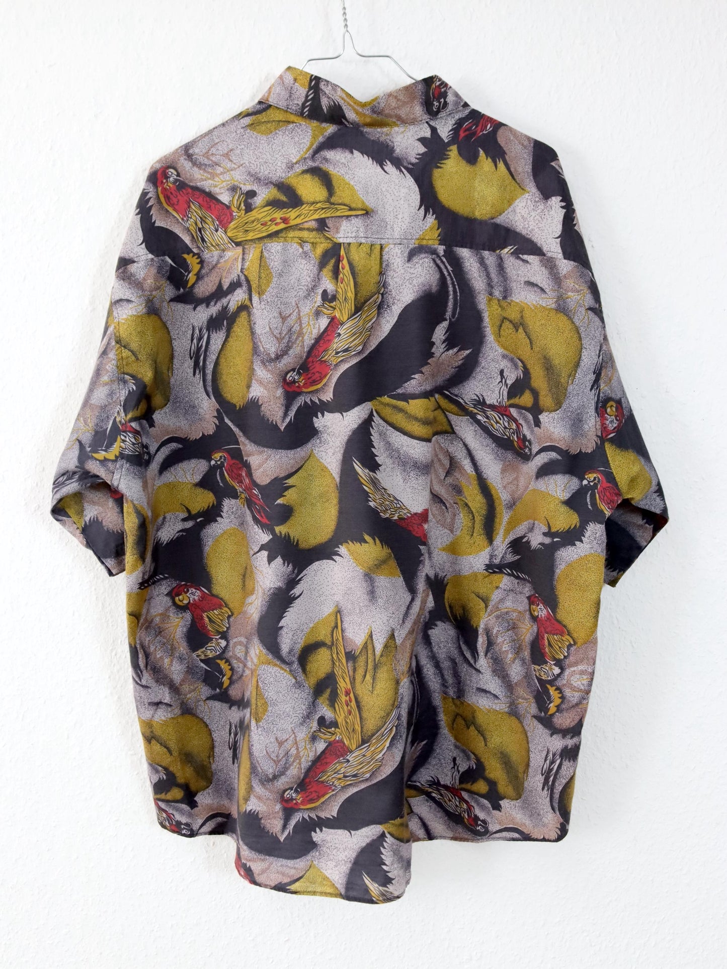 Vintage 80s 90s THAI SILK shirt short sleeve crazy pattern XL