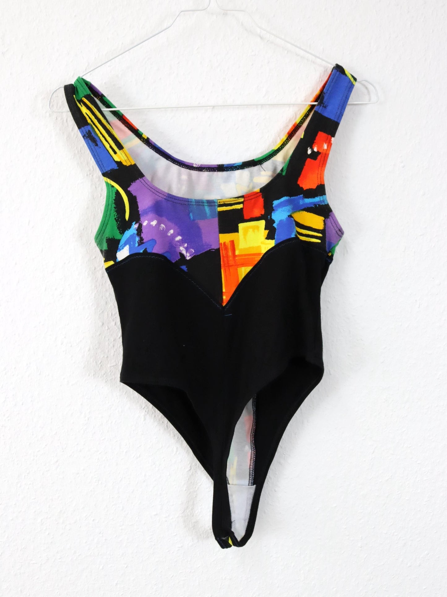Vintage 80er 90er ARENA Body Einteiler schwarz crazy pattern bunt 40