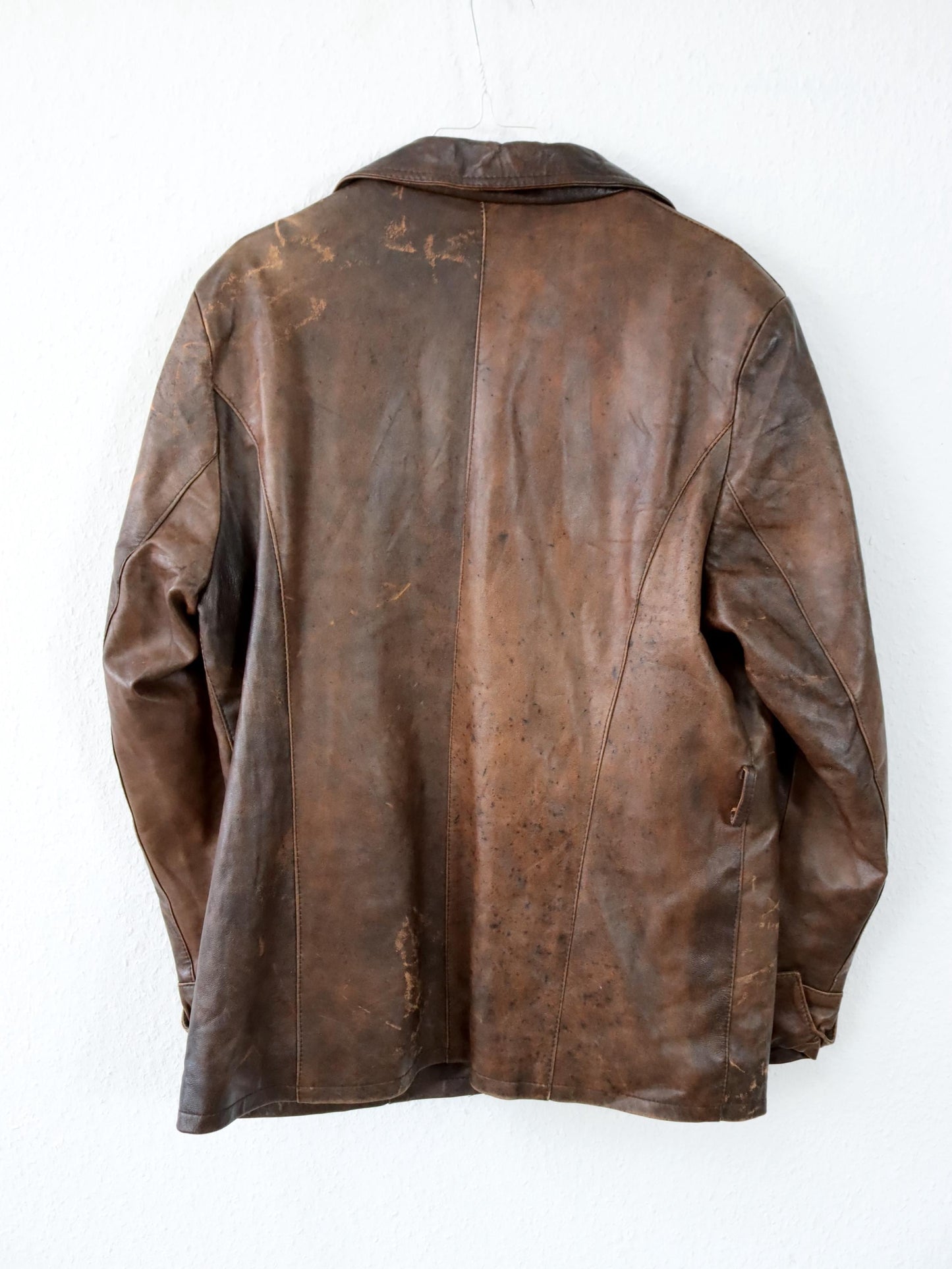 Vintage 80er 90er ANNIVERSARY Lederjacke Blazer braun Knopfleiste XXL
