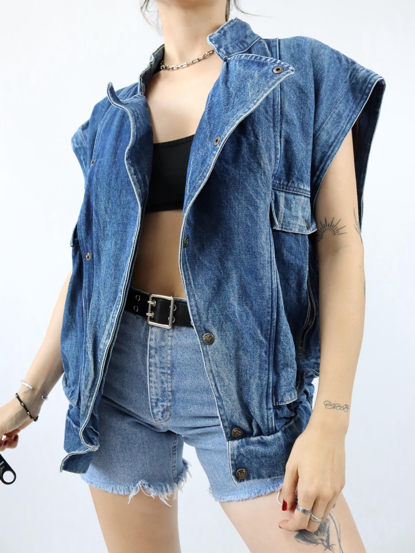 Vintage 80s 90s WILLY denim vest vest jeans 54 XL