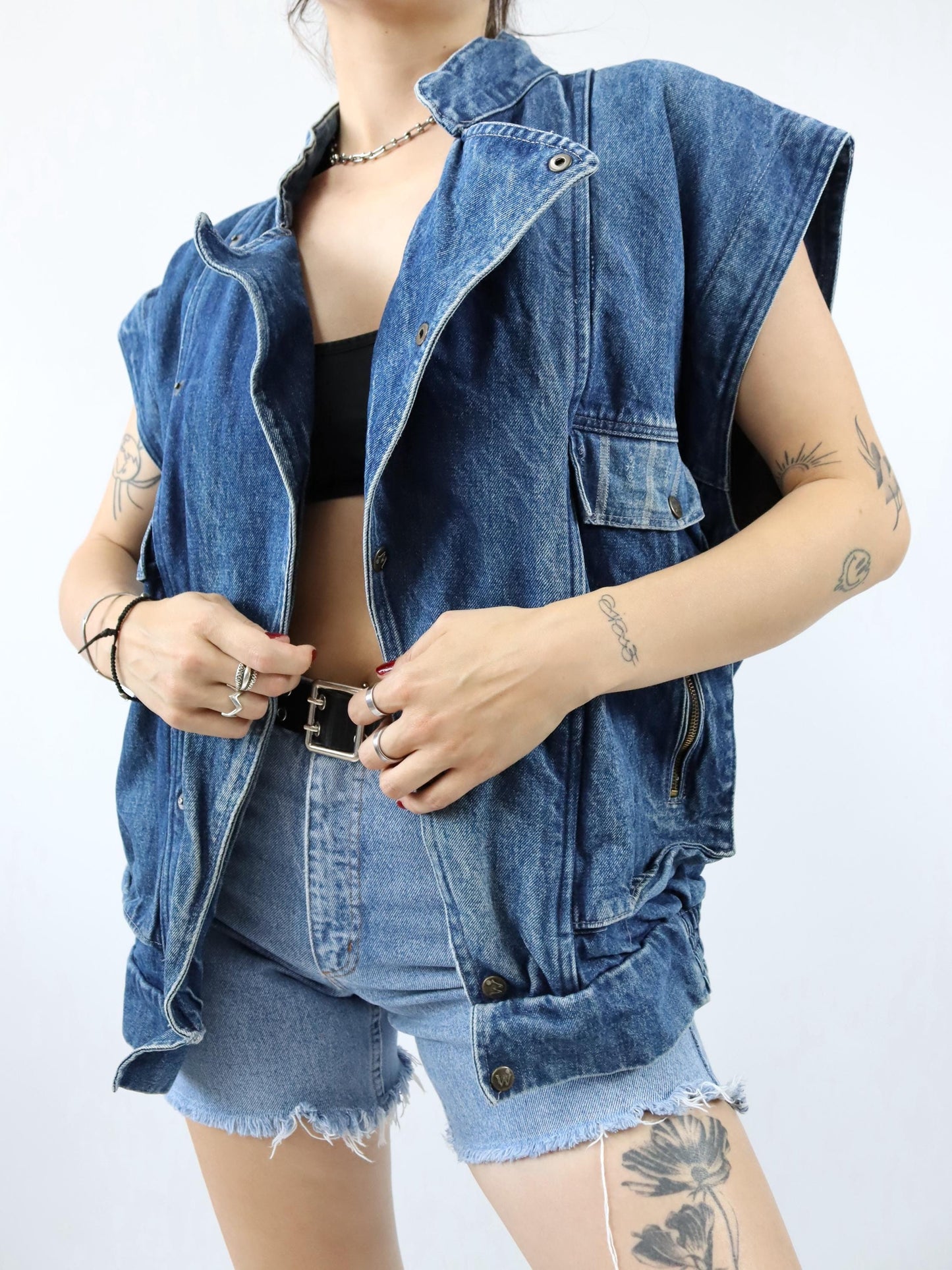 Vintage 80s 90s WILLY denim vest vest jeans 54 XL