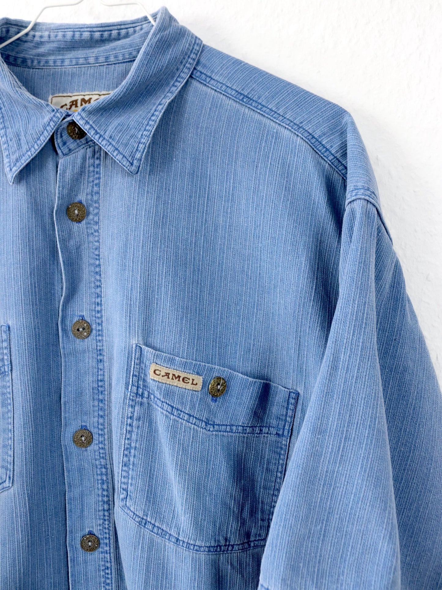 Vintage 80s 90s CAMEL shirt short sleeve blue XL
