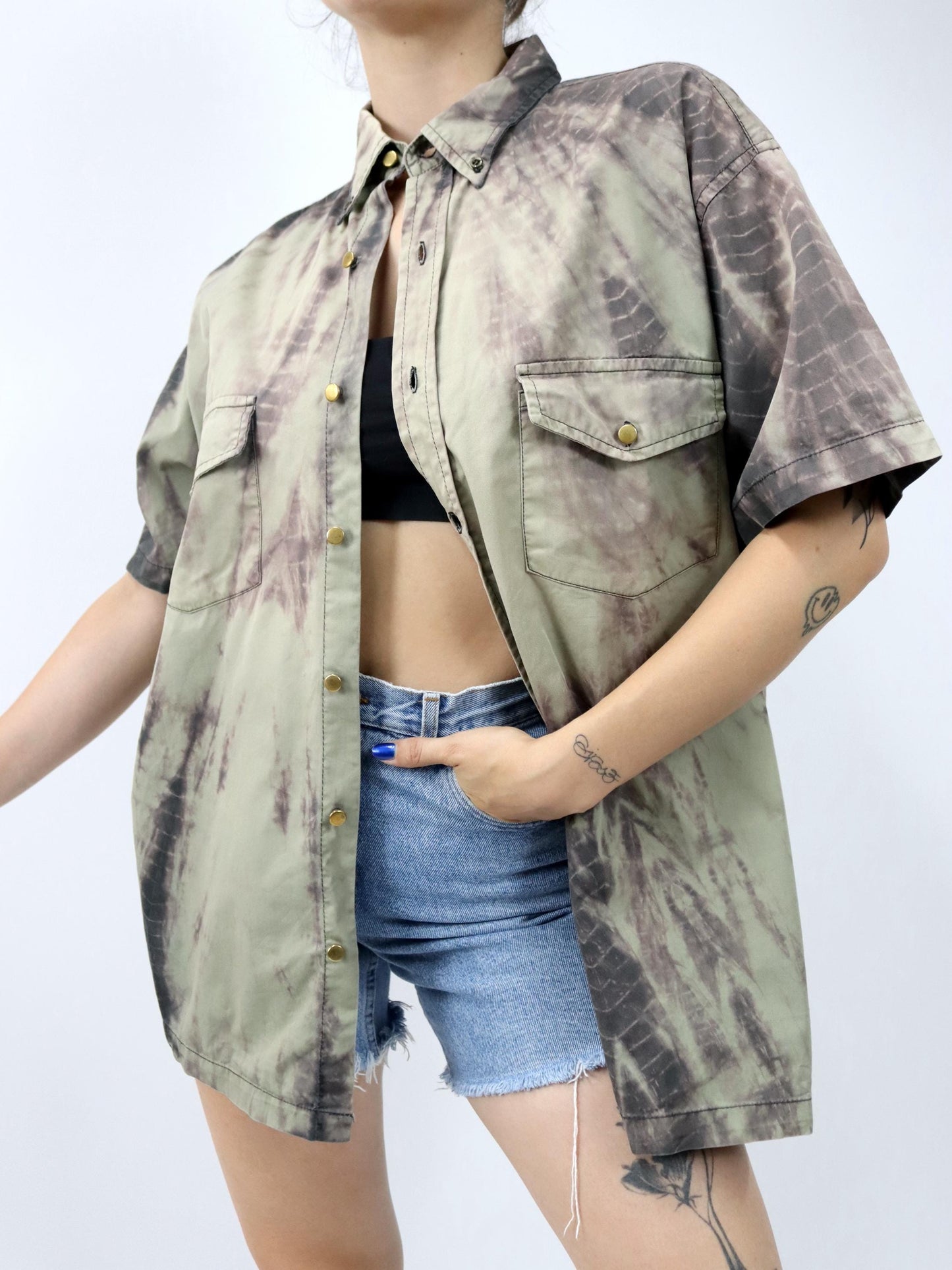 Vintage 80s 90s STANLEY shirt short sleeve batik XL