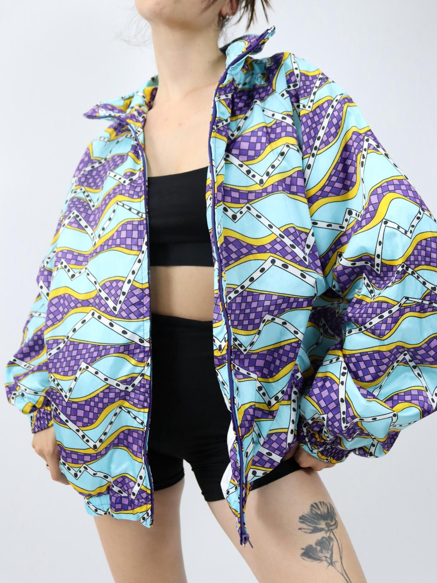 Vintage 80s 90s CARMIT tracksuit jacket stand-up collar crazy pattern colorful 58 3XL