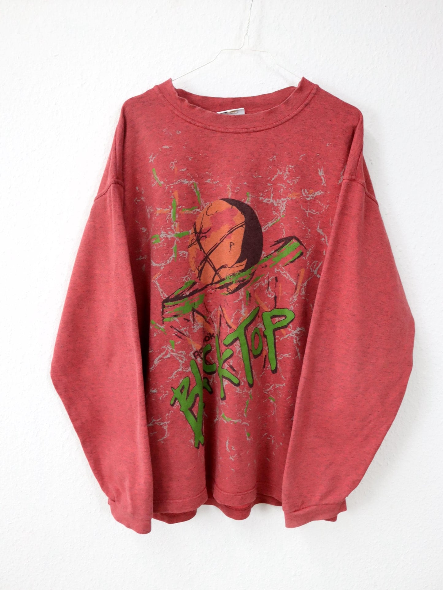Vintage 80s 90s REEBOK BLACKTOP sweatshirt pullover print red M