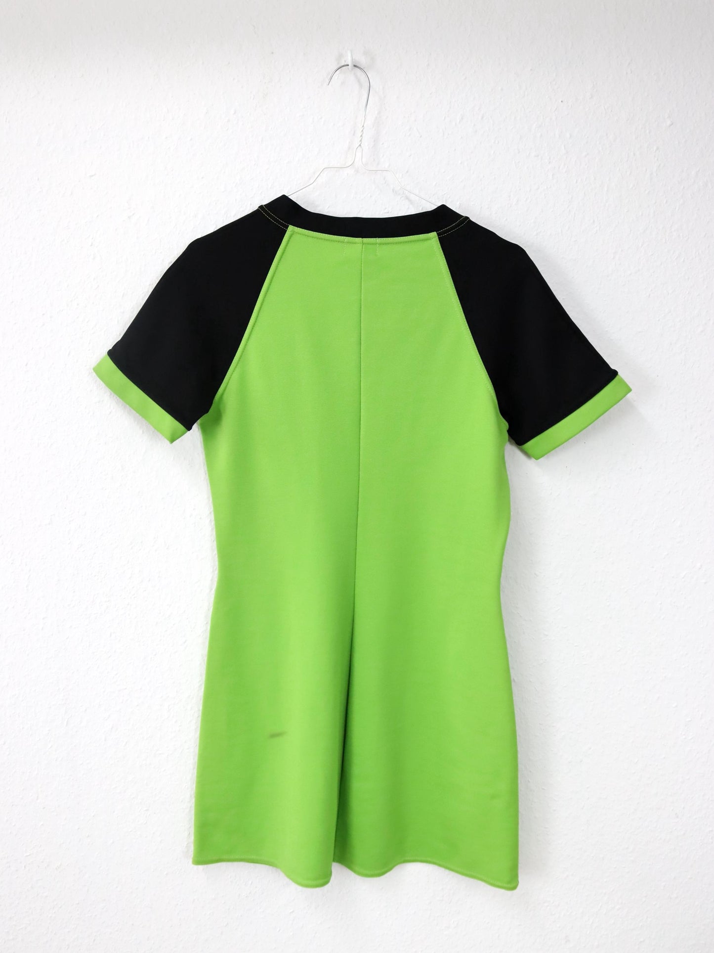 Vintage 90er 00er Y2k XPENSIVE Minikleid Kleid kurzarm schwarz grün V-Ausschnitt Deadstock M