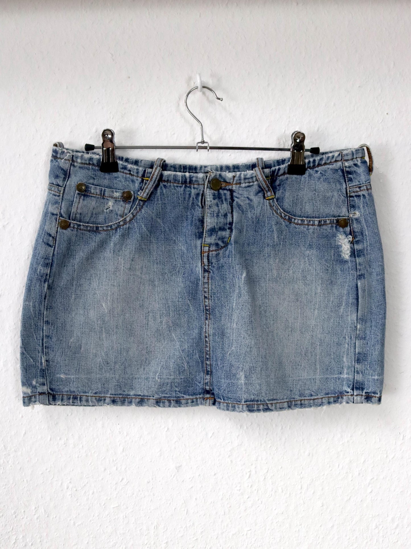 Vintage 90s 00s Y2k FISHBONE mini skirt denim skirt S/M