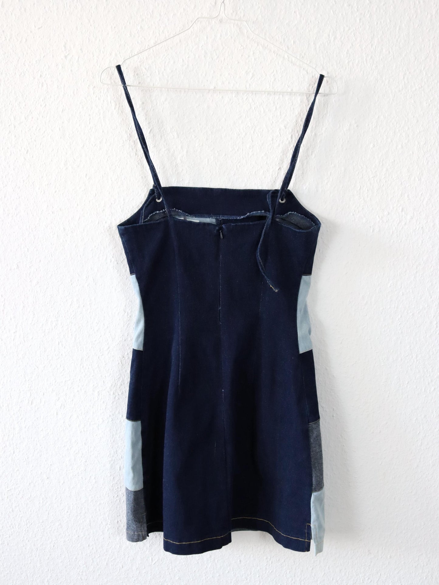 Vintage 80er 90er Jeanskleid Minikleid Denim Patches 36