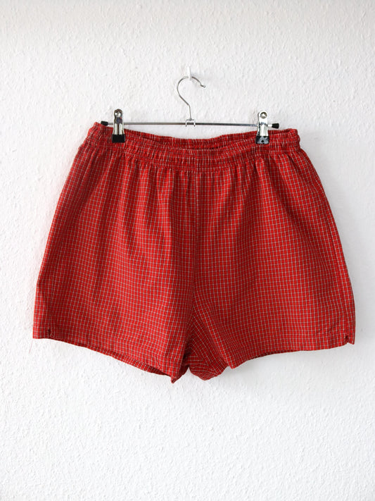Vintage 80er 90er IAIAIAIA Shorts Badehose kurze Hose kariert weiß rot L