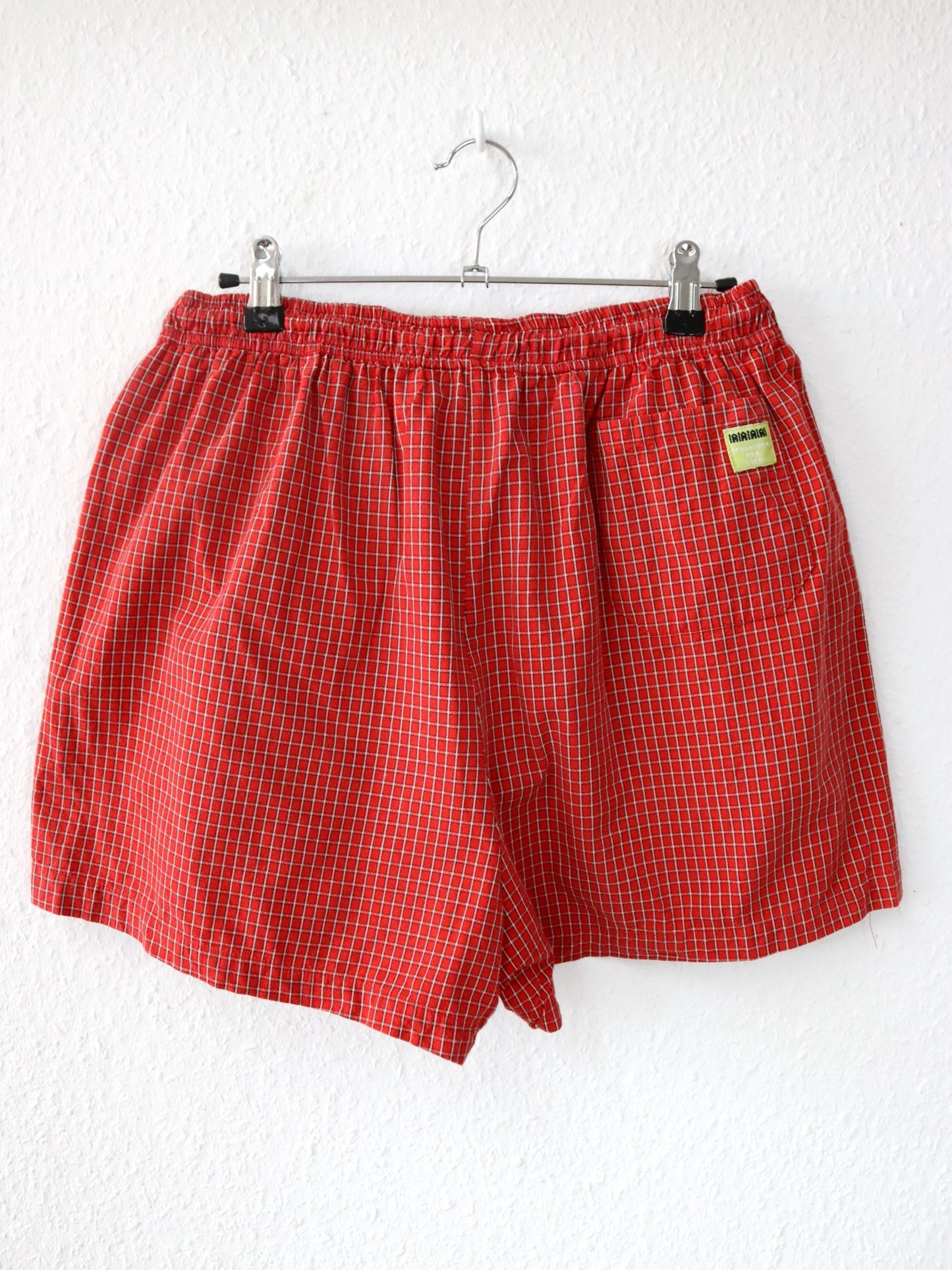 Vintage 80s 90s IAIAIAIA shorts swim shorts checked white red L