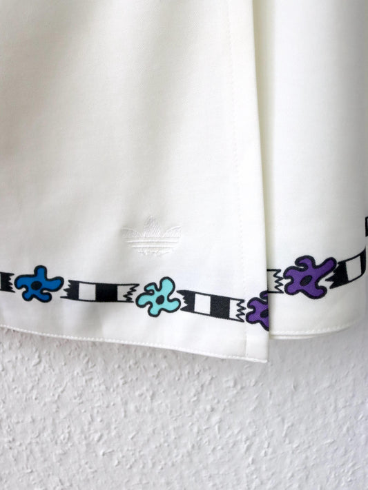 Vintage 80er 90er ADIDAS Wickelrock Tennisrock weiß Print 36