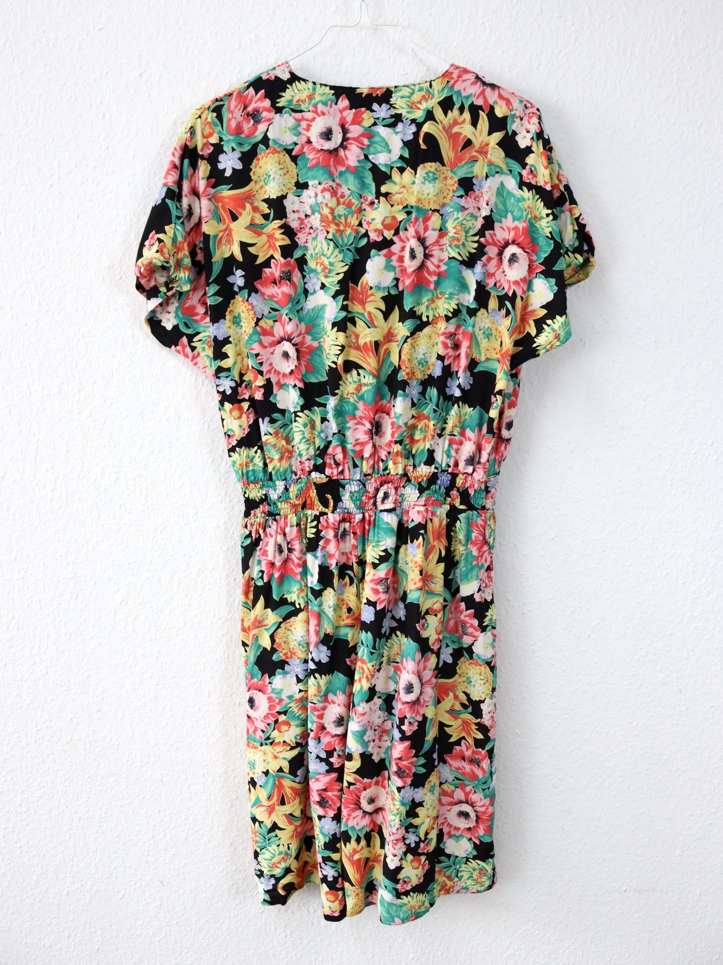 Vintage 80er 90er Jumpsuit Einteiler kurzarm Blumenmuster bunt 44