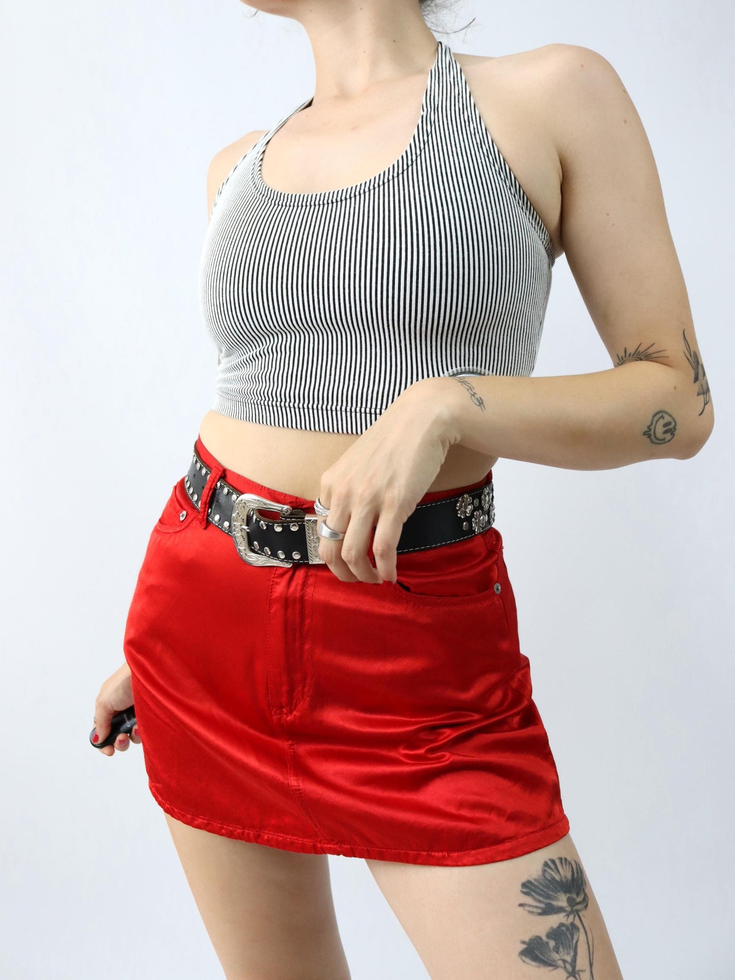 Vintage 80s 90s UNCLE SAM halter top crop top striped M