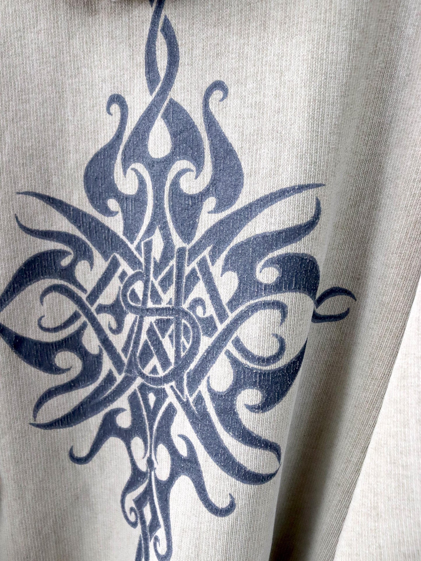 Vintage 80s 90s SKY&HI hoodie sweater beige print tribal XL